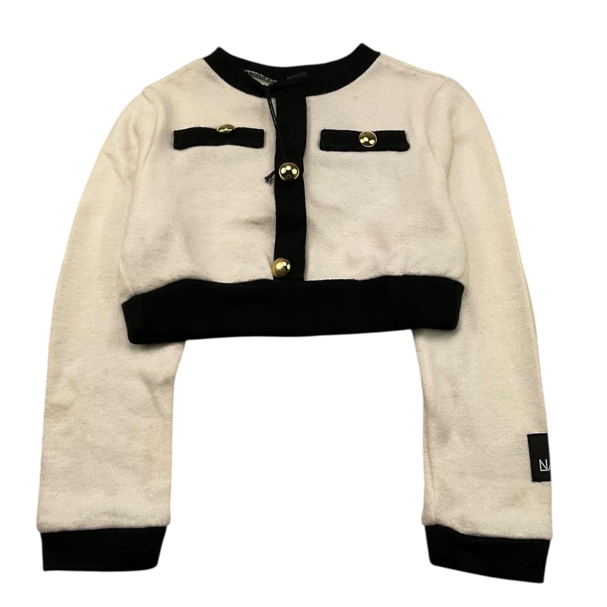 NAICE maglia tinta unita modello crop con profili in contrasto Panna per Bambina 23766 PANNA NAICE
