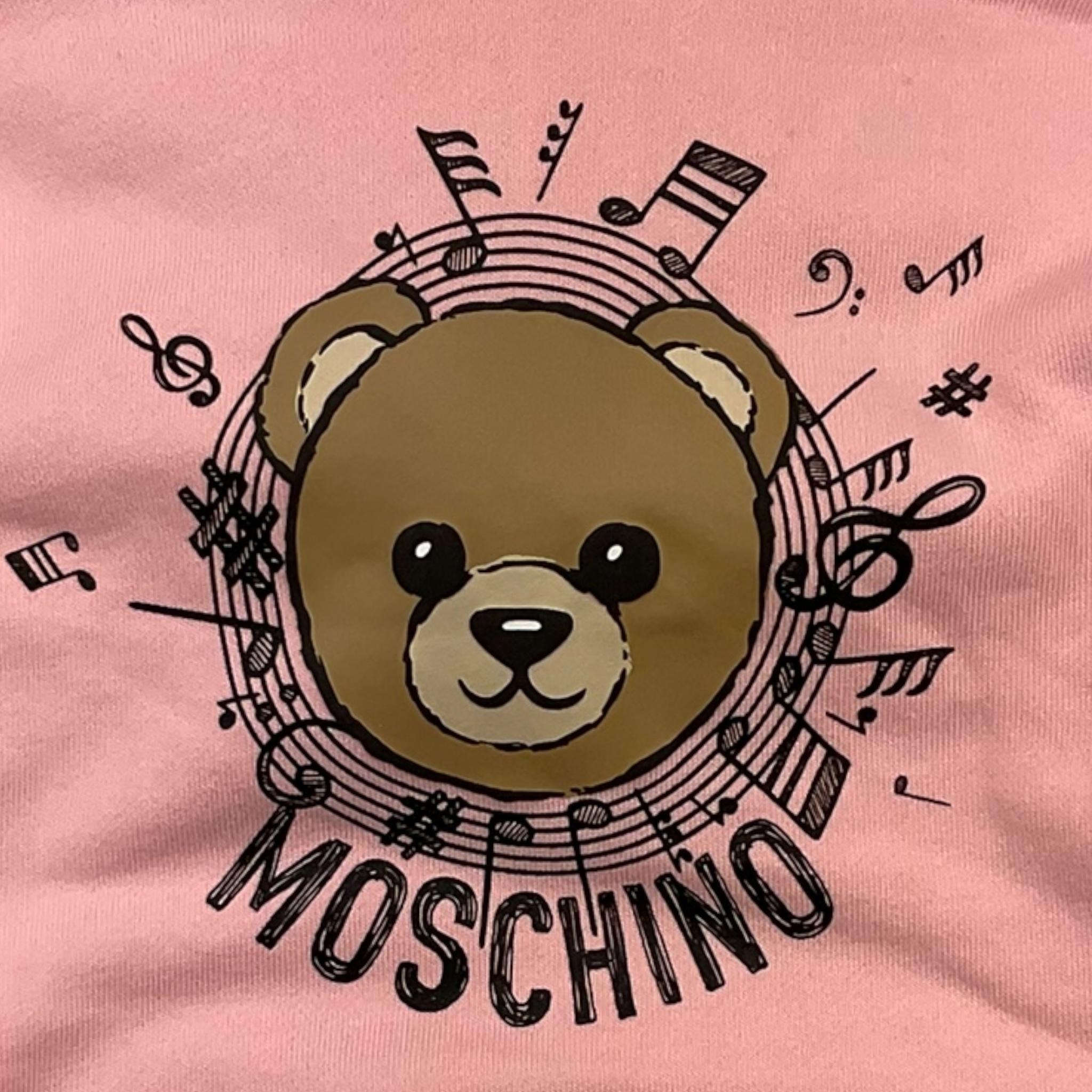 MOSCHINO felpa tinta unita con cappuccio e stampa Rosa per Bambina HUF096 ROSA MOSCHINO