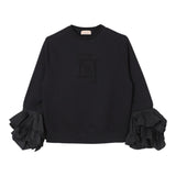 ELISABETTA FRANCHI felpa chiusa girocollo tinta uita con stampa brillantinata Nero per Bambina EFFE137 NERO ELISABETTA FRANCHI