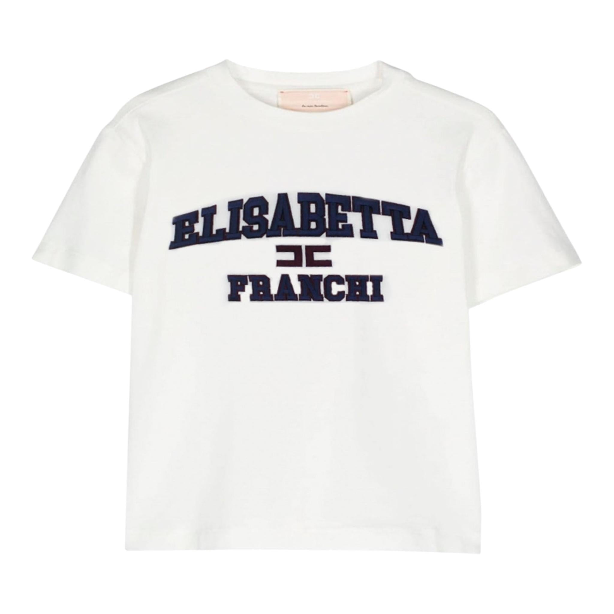 ELISABETTA FRANCHI t-shirt girocollo tinta unita cn stampa in contrasto Bianco per Neonata EGTS087 BIANCO ELISABETTA FRANCHI