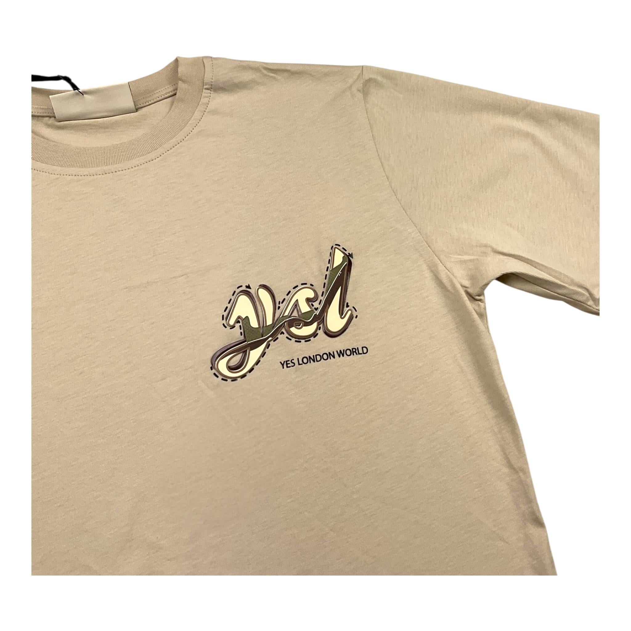 YES LONDON t-shirt girocollo tinta unita con logo Beige per Bambino JR2113 BEIGE YES LONDON