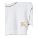 BURBERRY felpa chiusa girocollo tinta unita con stampa in contrasto Panna per Bambina 8083196 PANNA BURBERRY