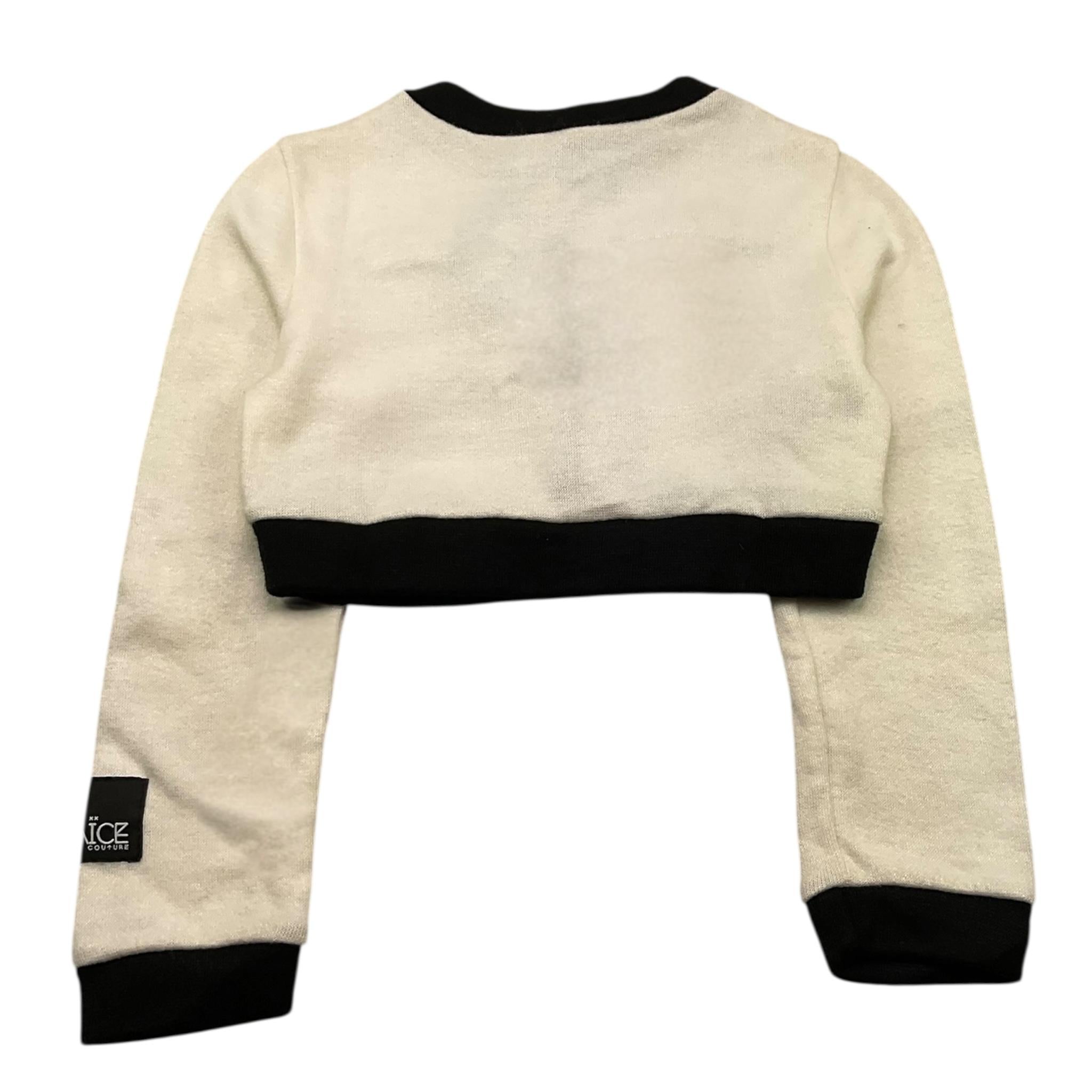 NAICE maglia tinta unita modello crop con profili in contrasto Panna per Bambina 23766 PANNA NAICE
