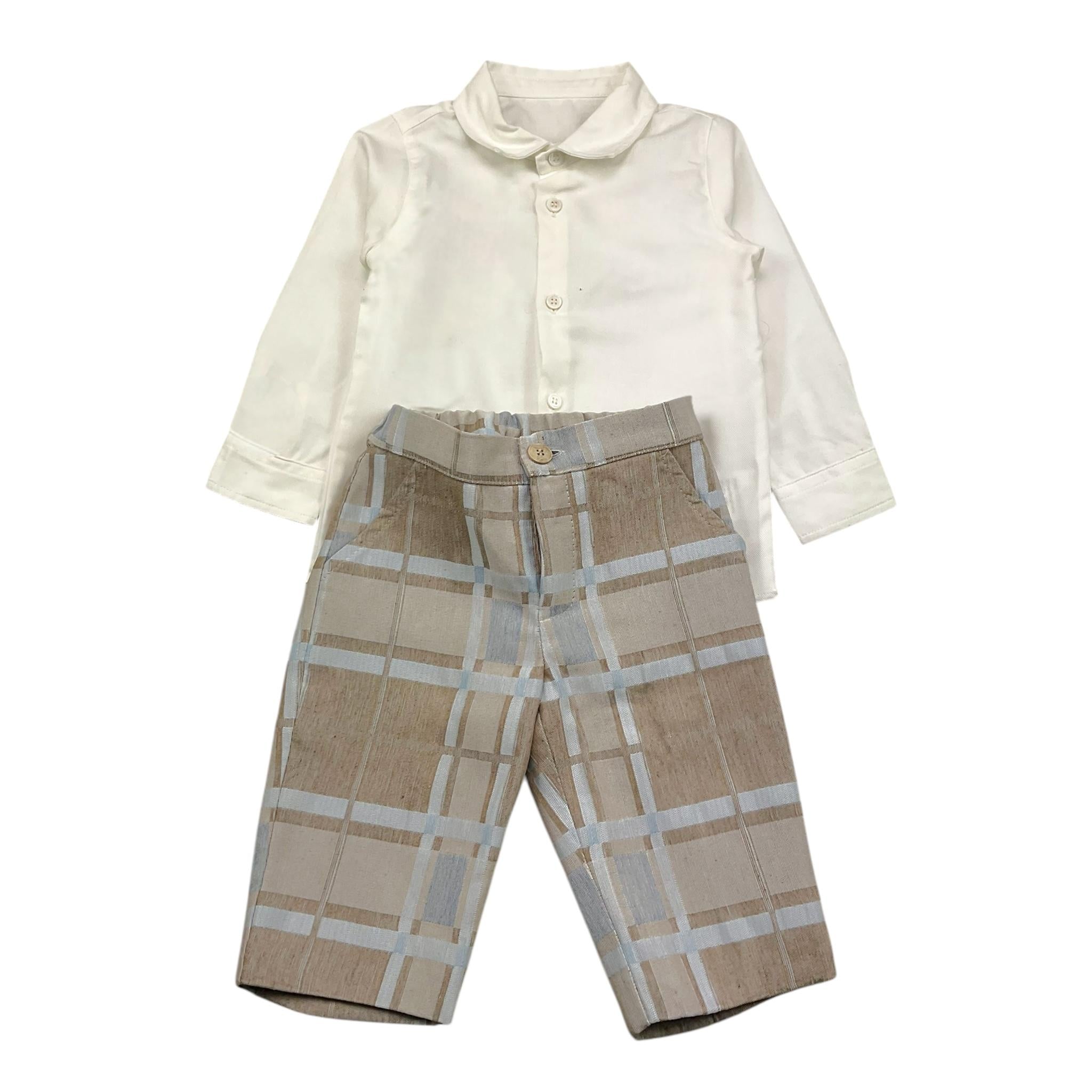 MARLU' completo 4pz camicia-papillons-cardigan-pantalone Azzurro per Neonato MU11176 AZZURRO MARLU'