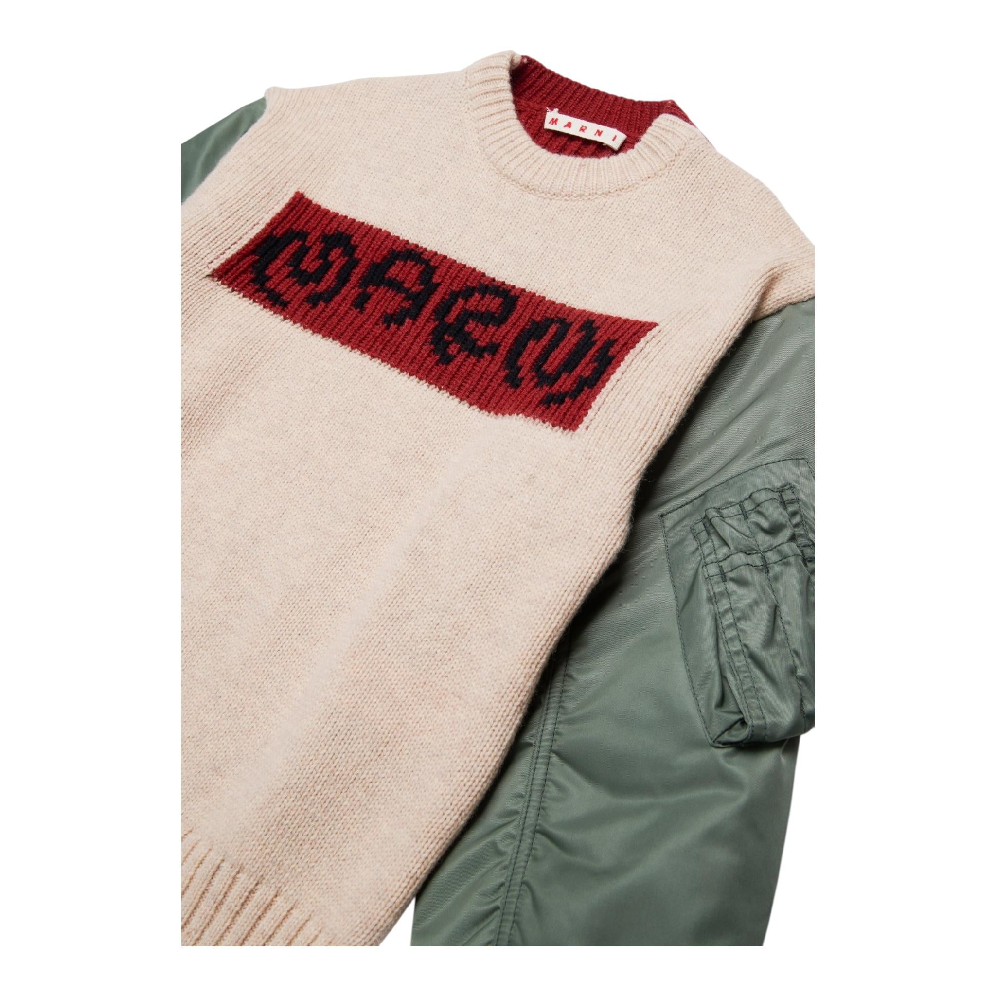 MARNI maglia girocollo bicolore con maniche in contrasto Beige per Bambino M01211 BEIGE MARNI