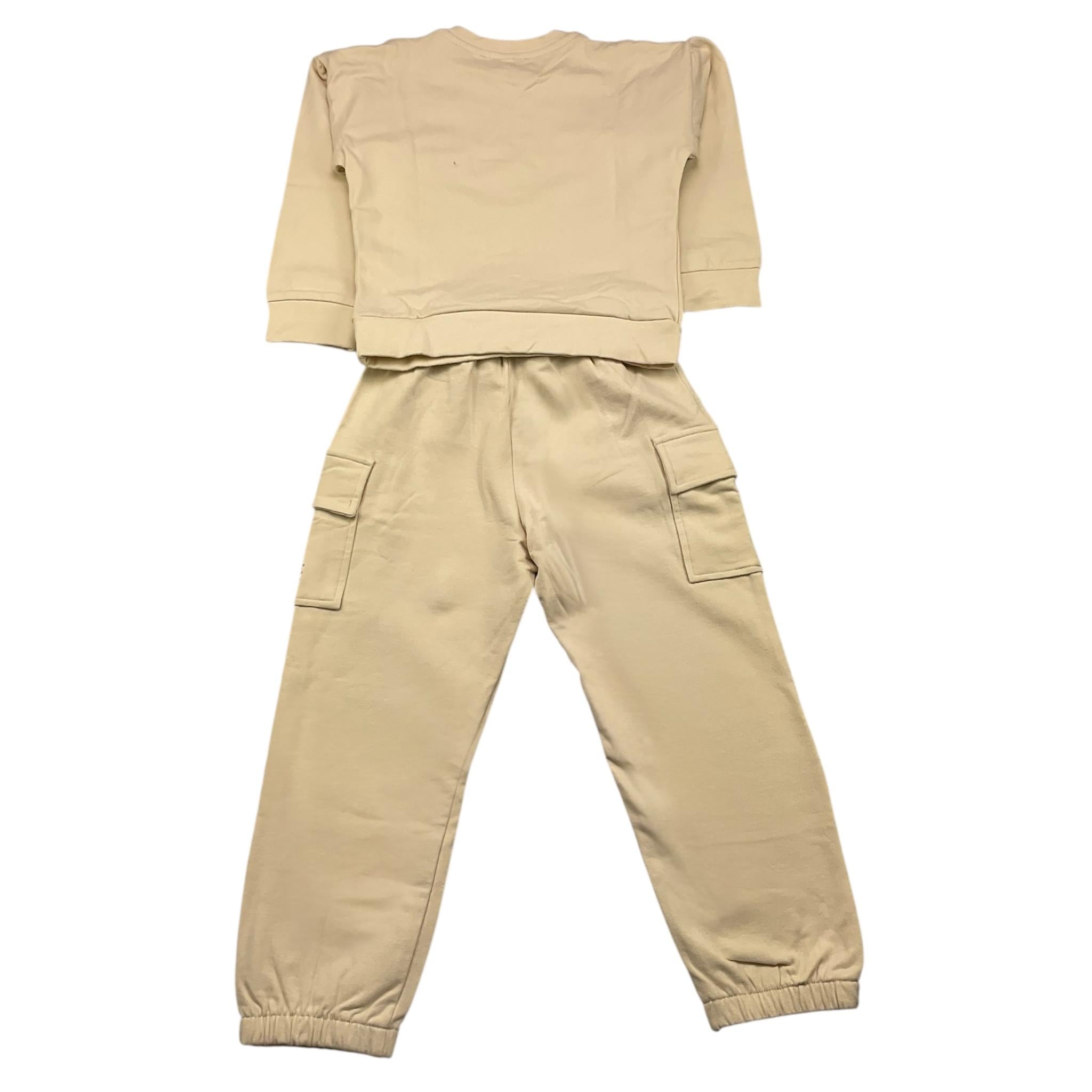 PLEASE completo 2 pezzi felpa-pantalone tinta unita Panna per Bambina KT19043G65 PANNA PLEASE