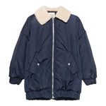 DOU DOU giubbino tinta unita con zip e pelliccia Blu per Bambino DV2P60X BLU DOU DOU
