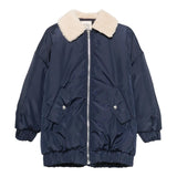 DOU DOU giubbino tinta unita con zip e pelliccia Blu per Bambino DV2P60X BLU DOU DOU