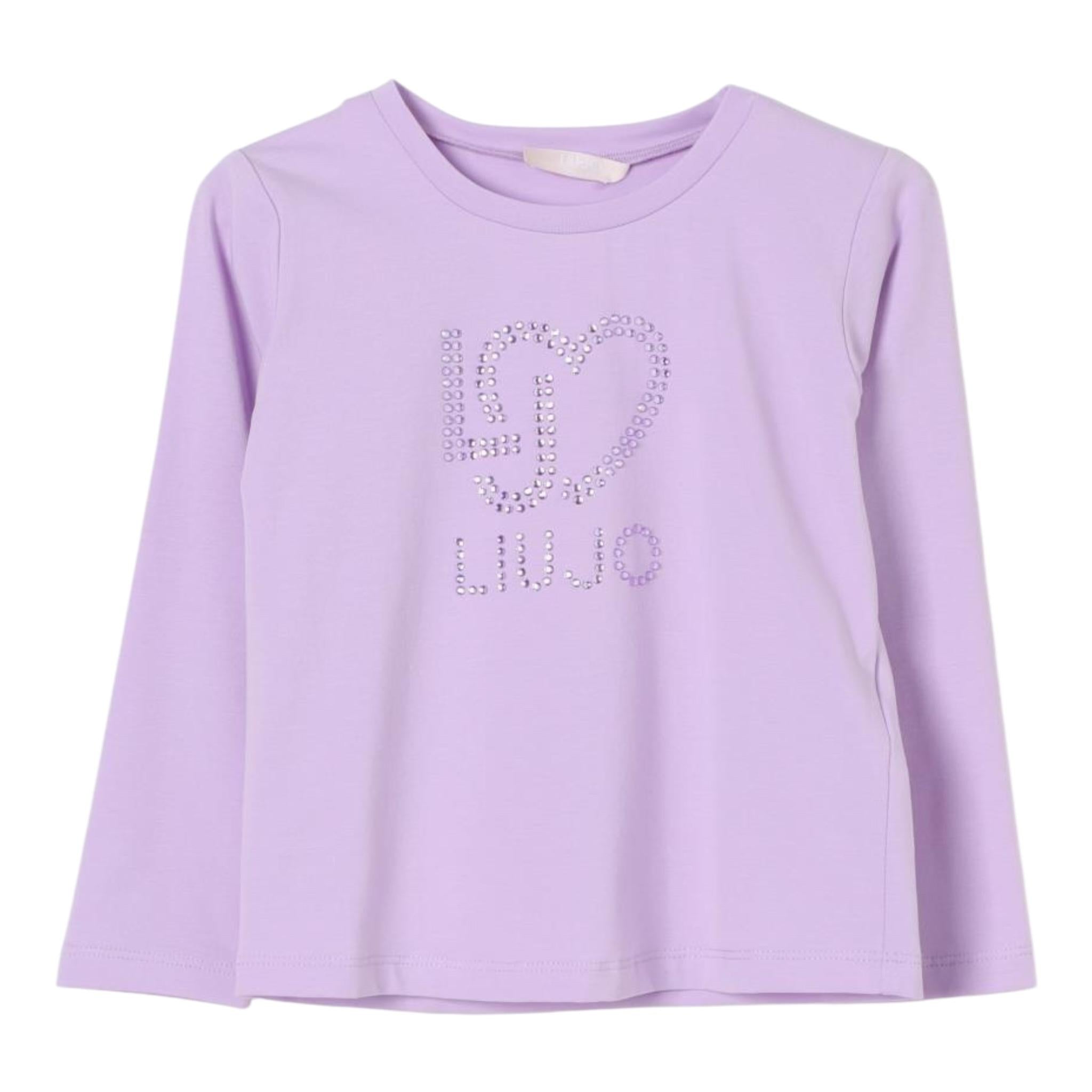 LIU JO shirt girocollo tinta unita con stampa Lilla per Bambina KF4069X LILLA LIU JO