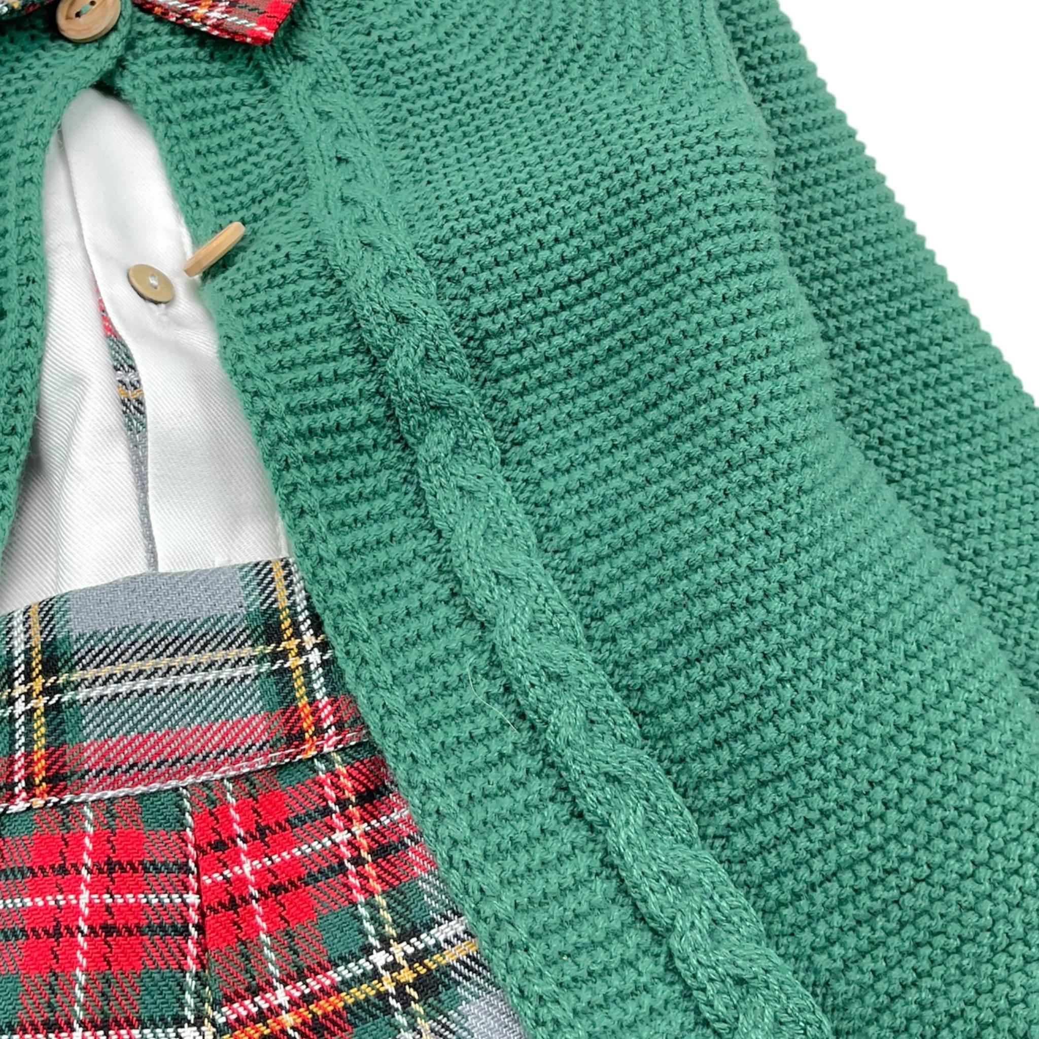 JULIANA cmpleto tricolore 3pz camicia-cardigan-salopette Bianco/verde per Neonato 24685 BAINCO/VERDE JULIANA