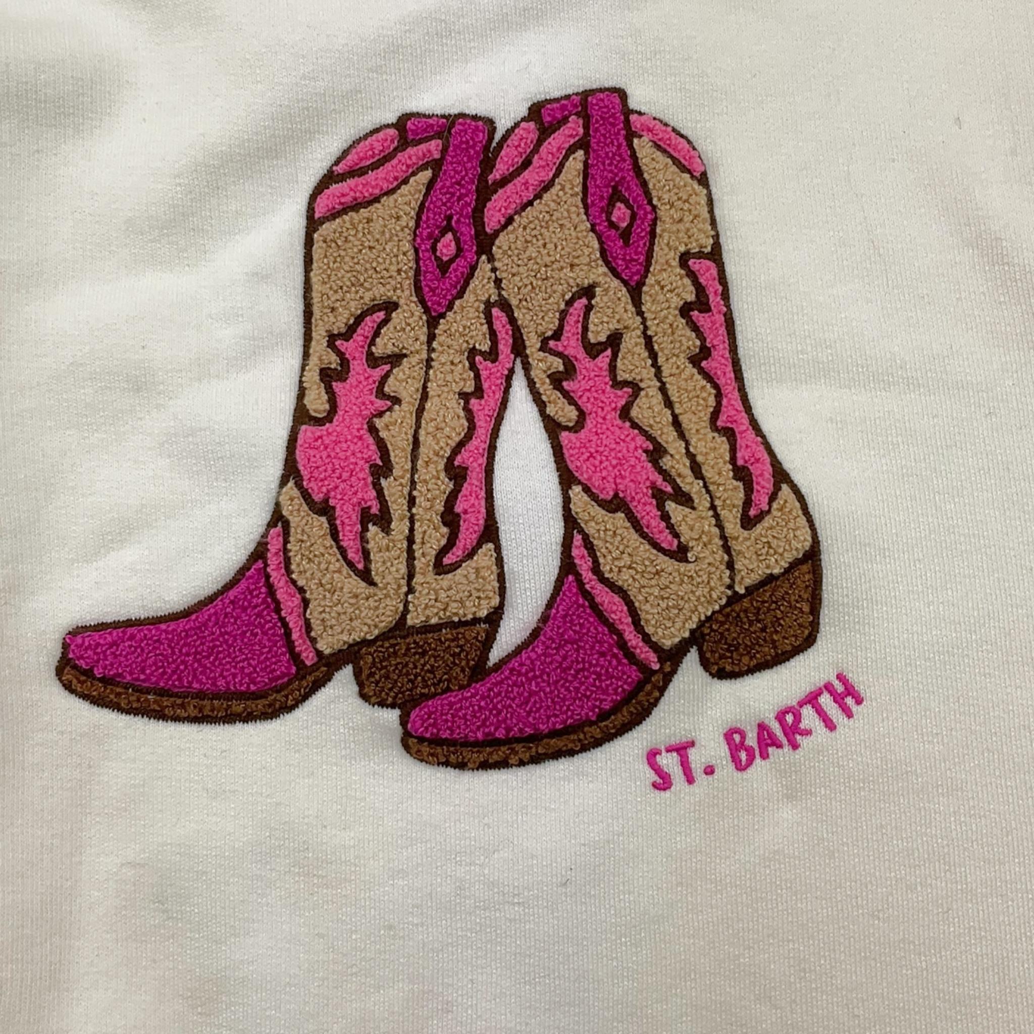 SAINT BARTH felpa girocollo tinta unita con stampa Bianco per Bambina TEXAN BIANCO SAINT BARTH