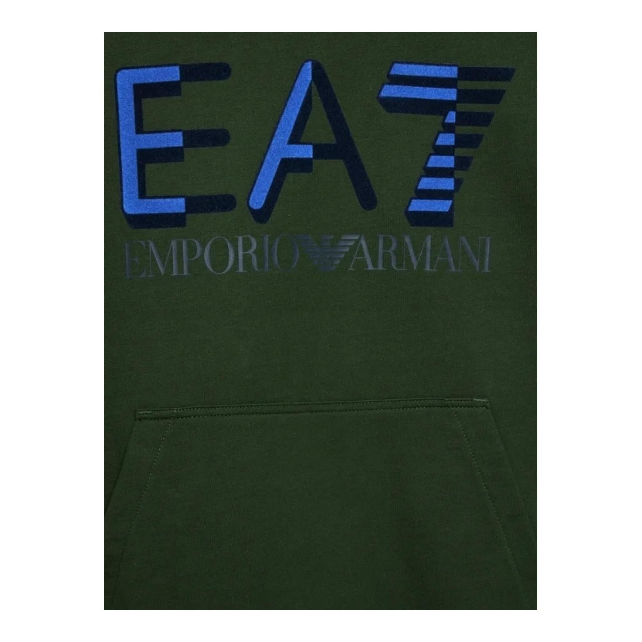 EMPORIO ARMANI felpa tinta unita con cappuccio e stampa Verde per Bambino 6RBM64 VERDE EMPORIO ARMANI