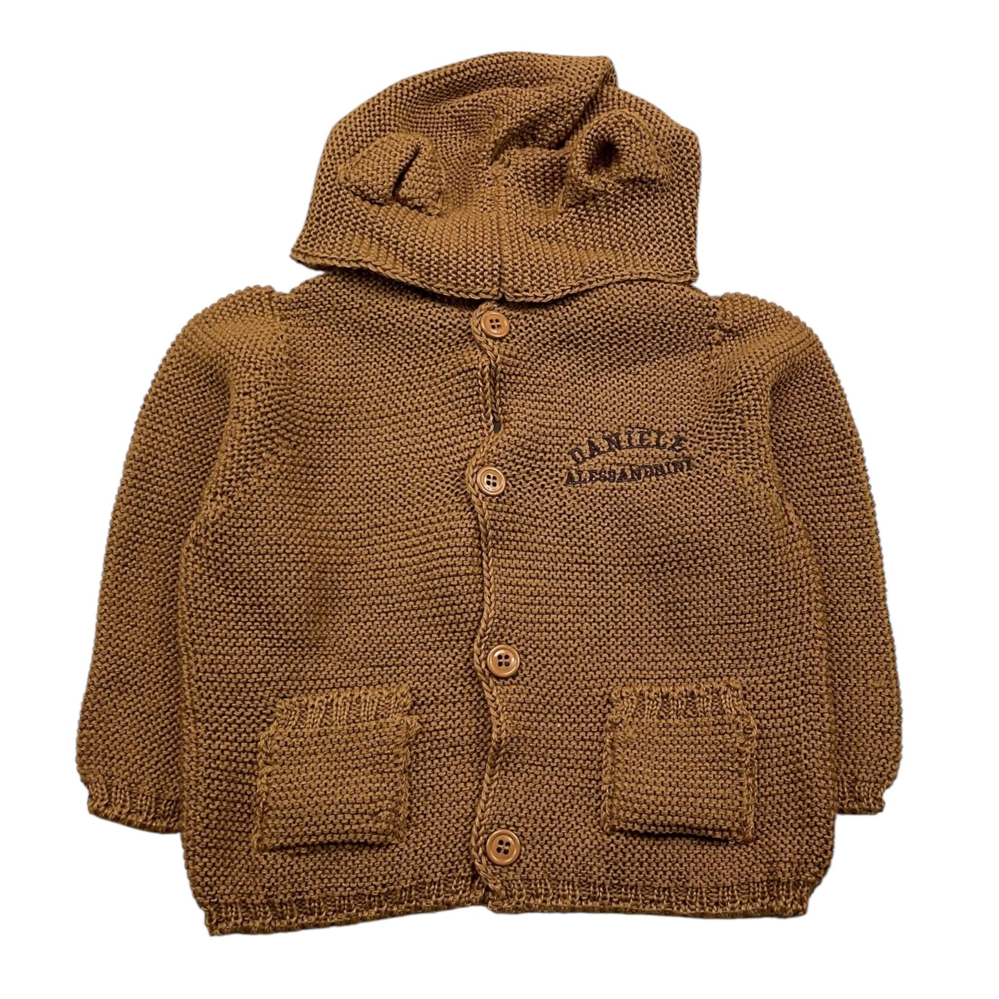 DANIELE ALESSANDRINI cardigan tinta unita con cappuccio Cammello per Bambino 1291W00035X CAMMELLO DANIELE ALESSANDRINI