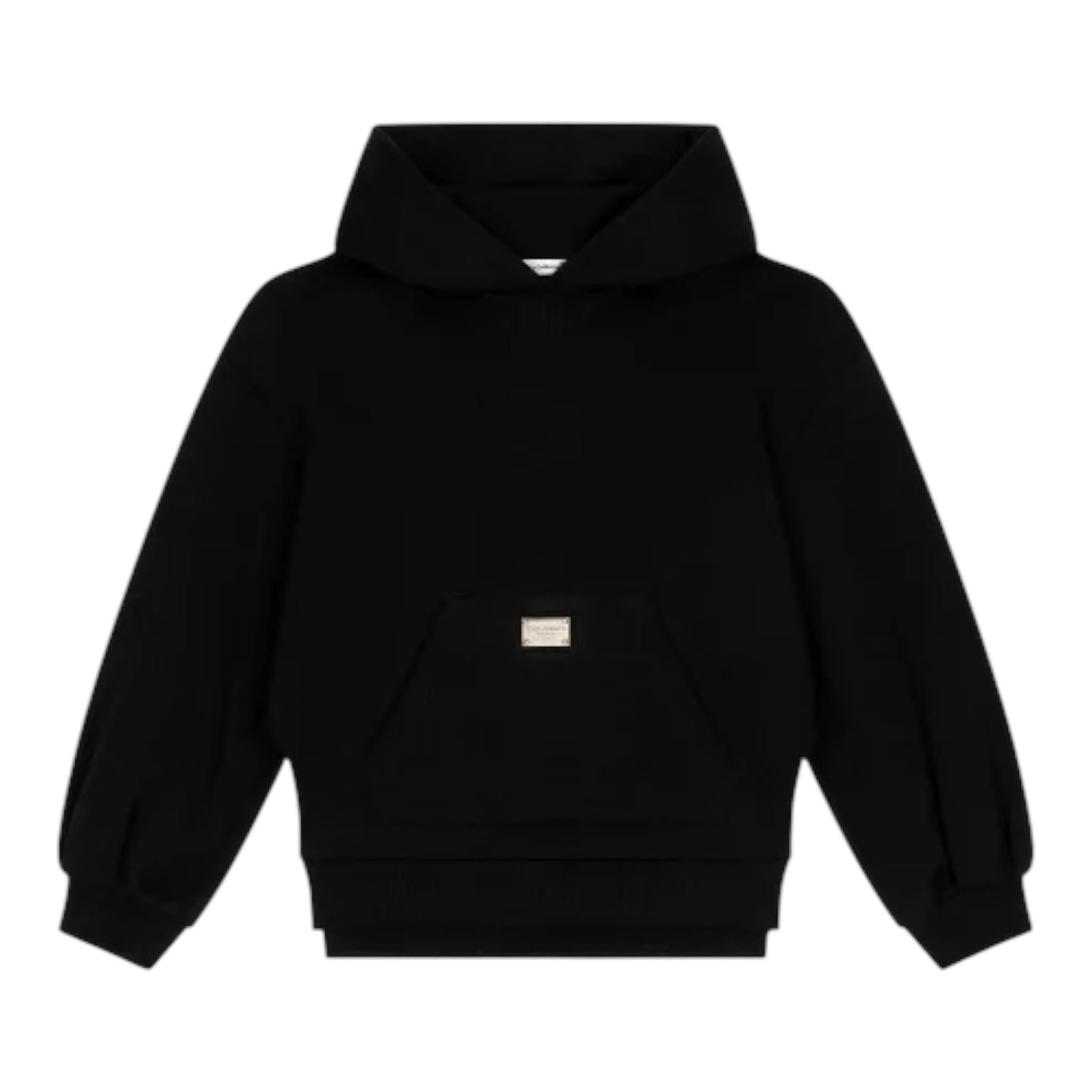 DOLCE & GABBANA fepa tinta unita con cappuccio e logo Nero per Bambina L5JW9S NERO DOLCE & GABBANA