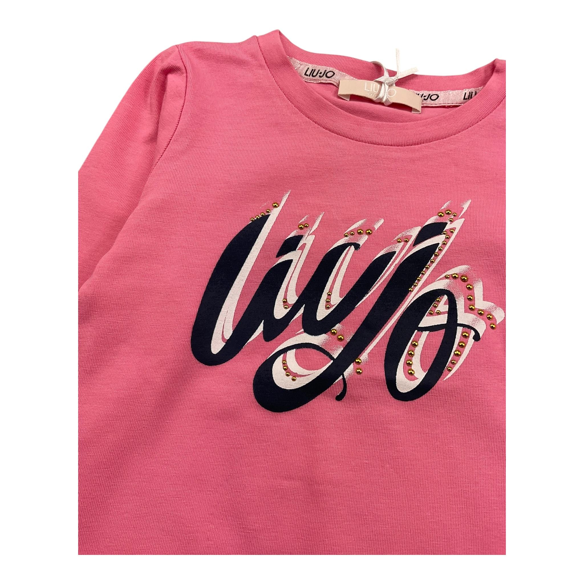 LIU JO shirt girocollo tinta unita con stampa in contrasto Rosa per Neonata KF2010 ROSA LIU JO