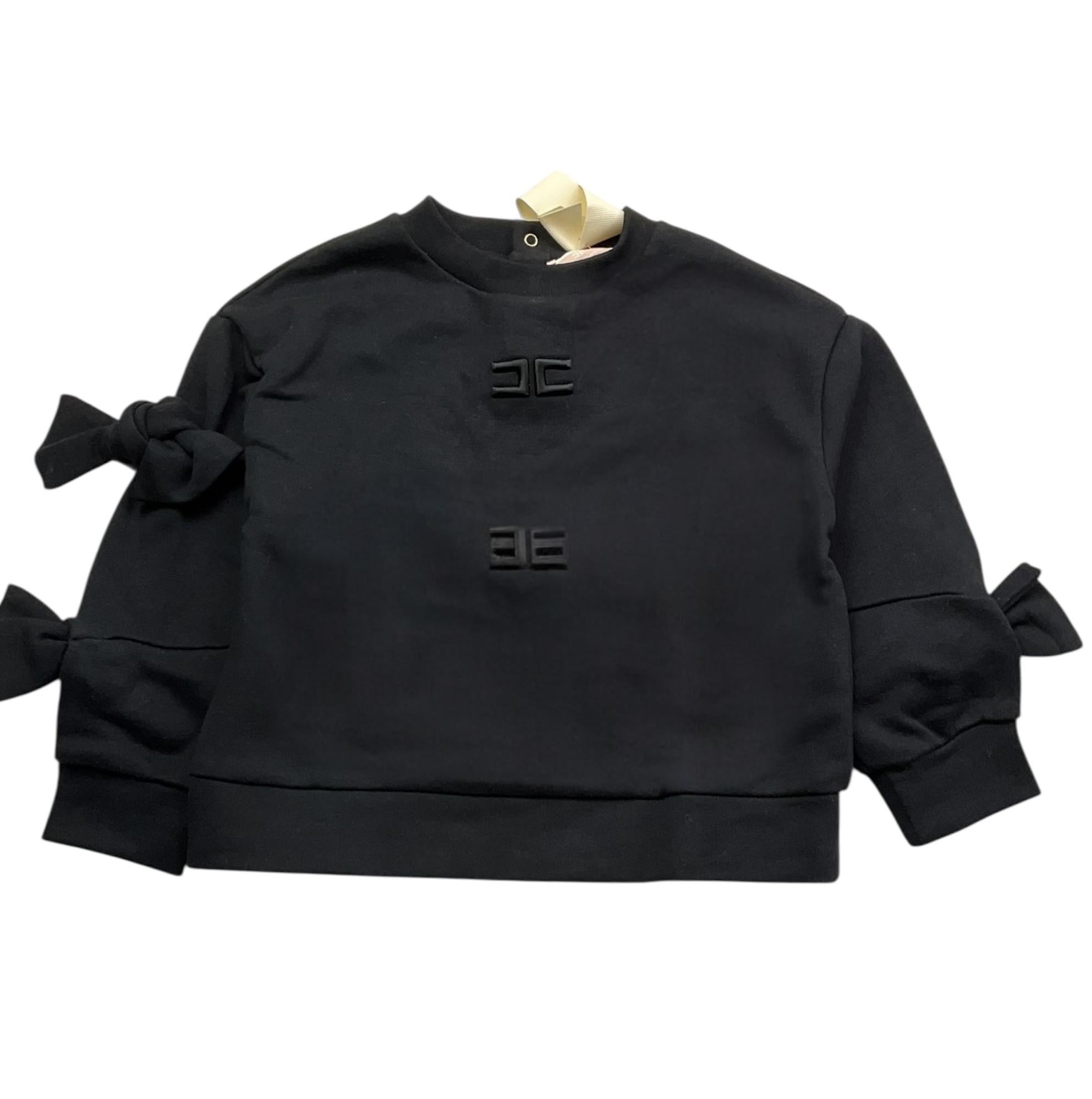 ELISABETTA FRANCHI felpa girocollo tinta unita con applicazioni fiocchi Nero per Bambina EGFE049 NERO ELISABETTA FRANCHI