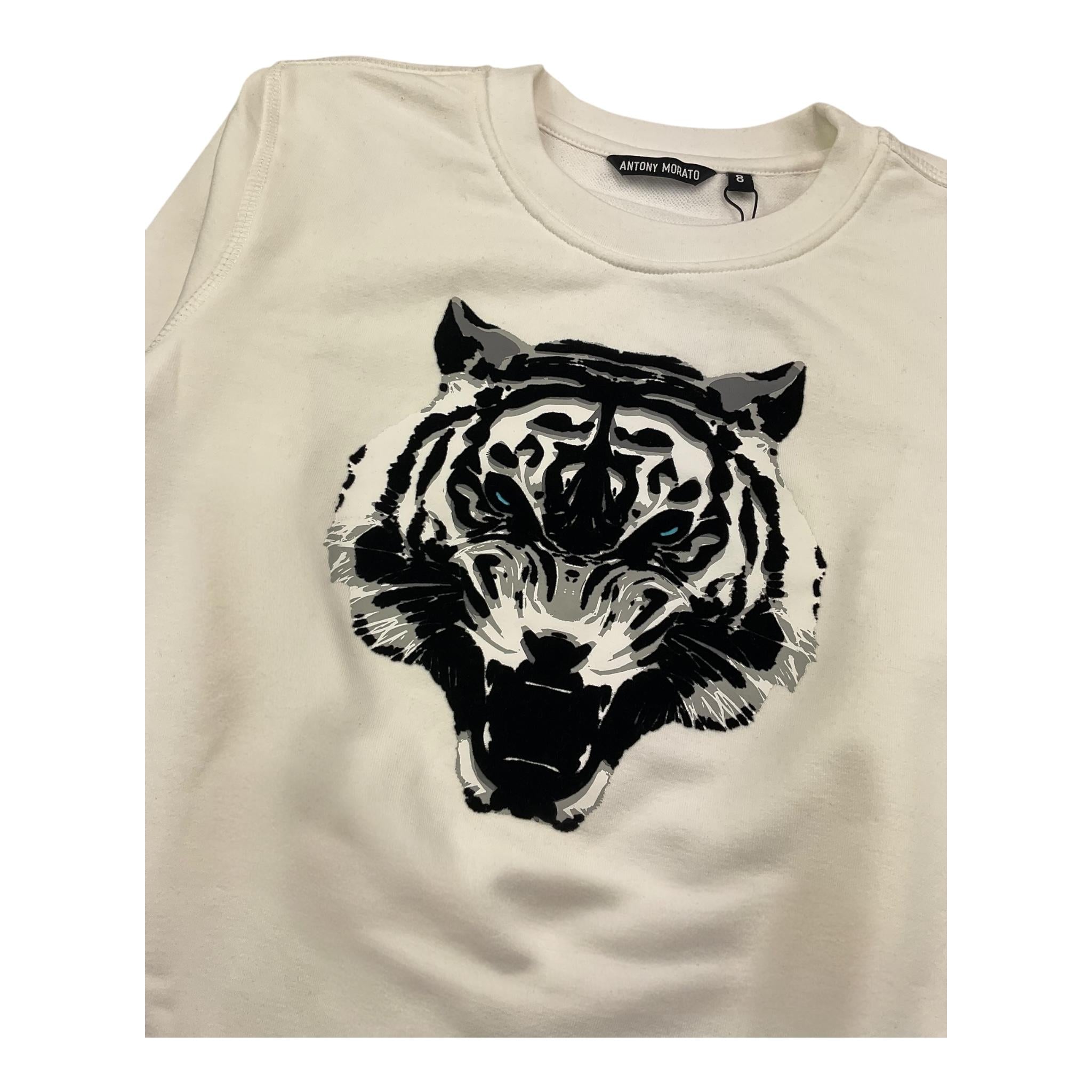 ANTONY MORATO felpa chiusa girocollo tinta unita con stampa tigre Bianco per Bambino FL0050202 BIANCO ANTONY MORATO