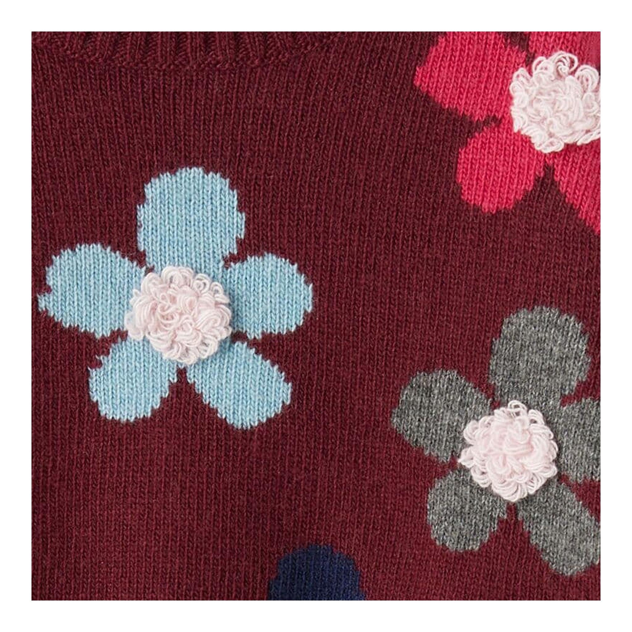 IL GUFO maglia tinta unita mezzo collo con stampa fiori Bordeaux per Bambina A24MA471EM220 BORDEAUX IL GUFO