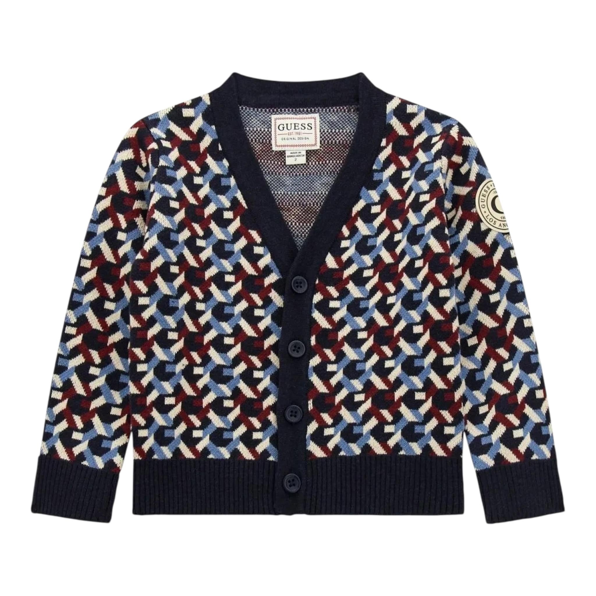 GUESS cardigan stampa fantasia scollo a v Blu per Bambino N4BR05Z3GV0 BLU GUESS