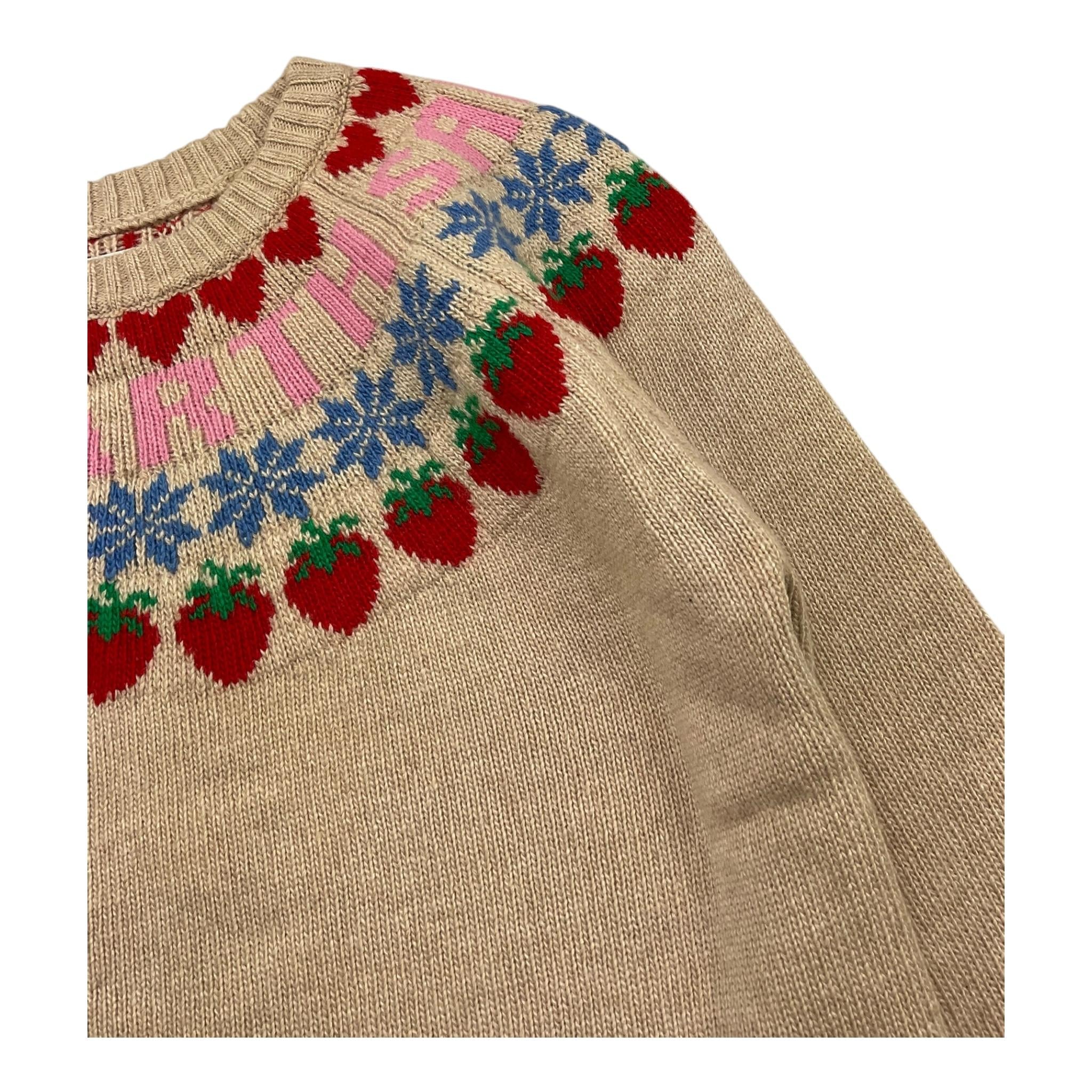 SAINT BARTH maglia tinta unita girocollo con stampa Beige per Bambina SBSTRAW BEIGE SAINT BARTH