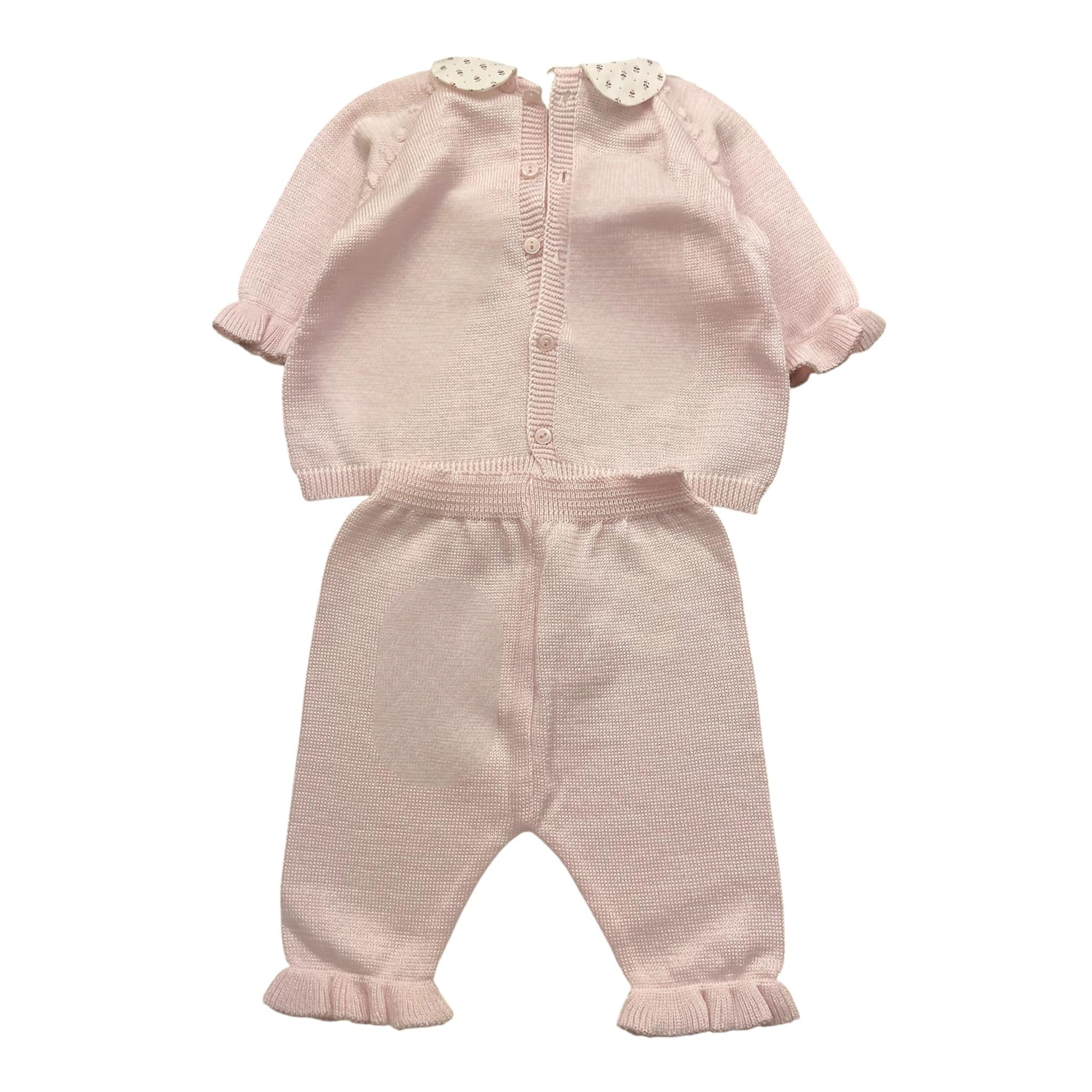 MARLU' completo 2pz maglia-pantalone tinta unita con fiocco Rosa per Neonata EF1619L ROSA MARLU'