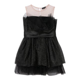 MONNALISA abito tinta unita con cintura e tulle Nero per Bambina 41B905 NERO MONNALISA