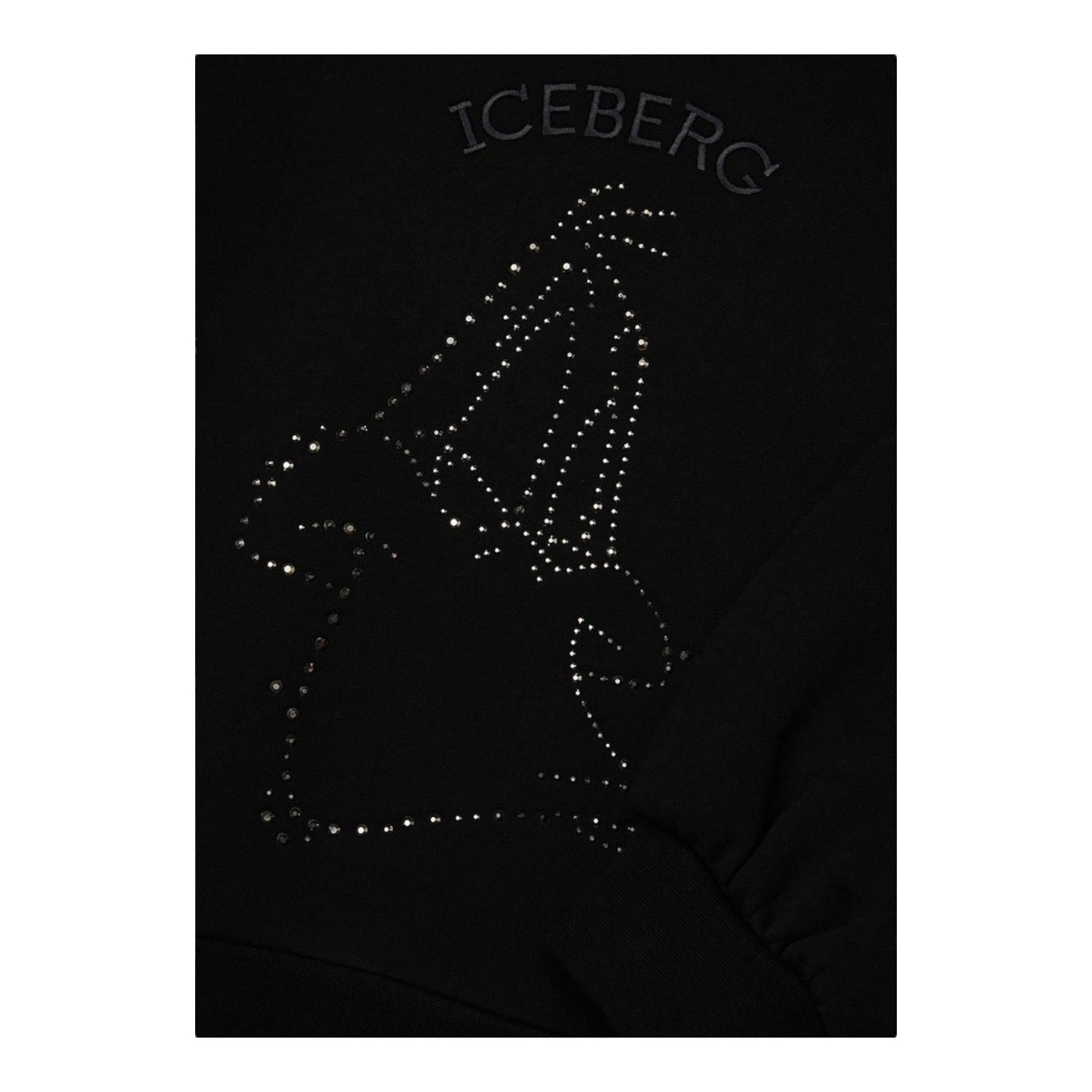 ICEBERG felpa chiusa girocollo tinta unita con brillantini Nero per Bambina MFICE5352J NERO ICEBERG