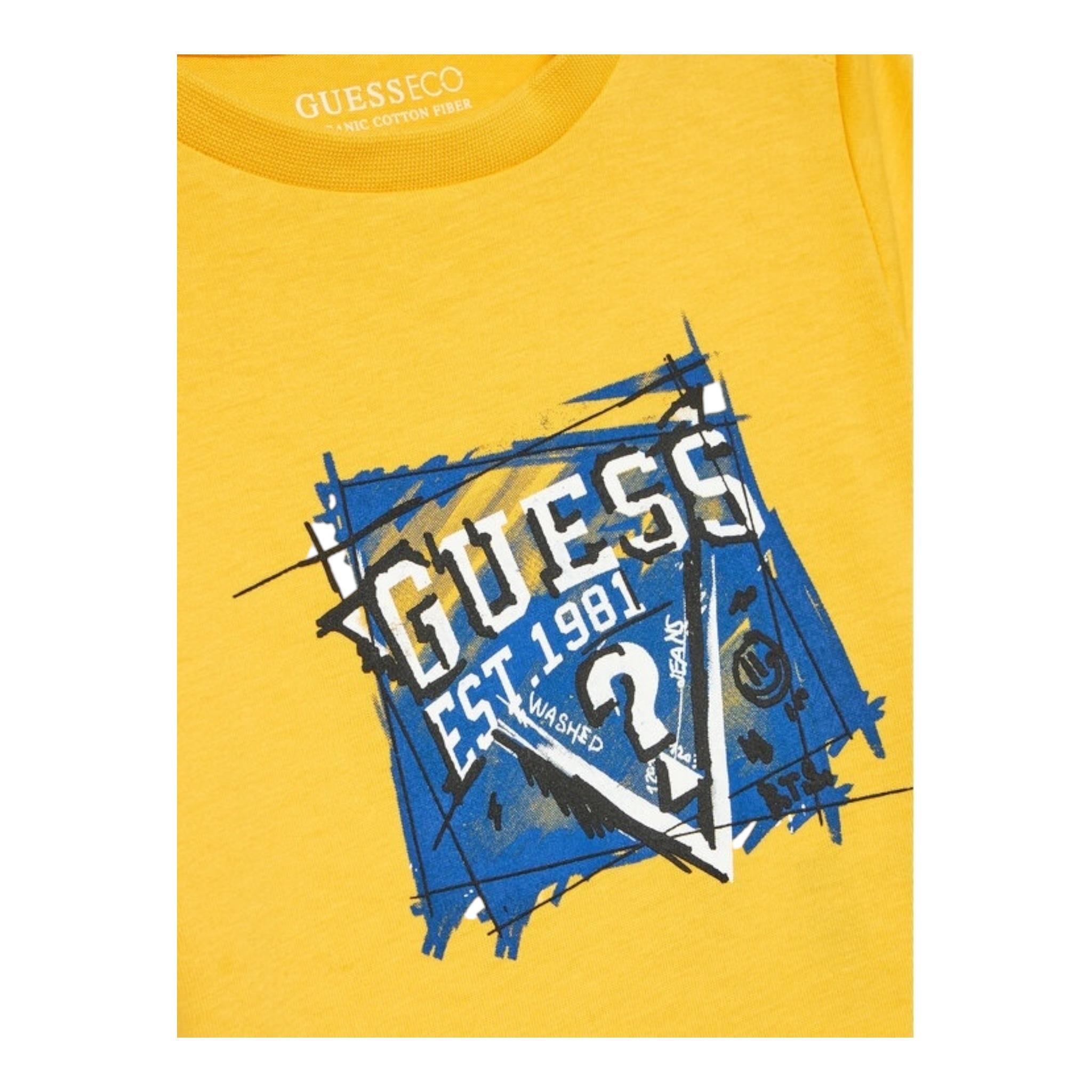 GUESS shirt girocollo tinta unita con stampa Giallo per Neonato N4YI01K8HM4NXXXX GIALLO GUESS