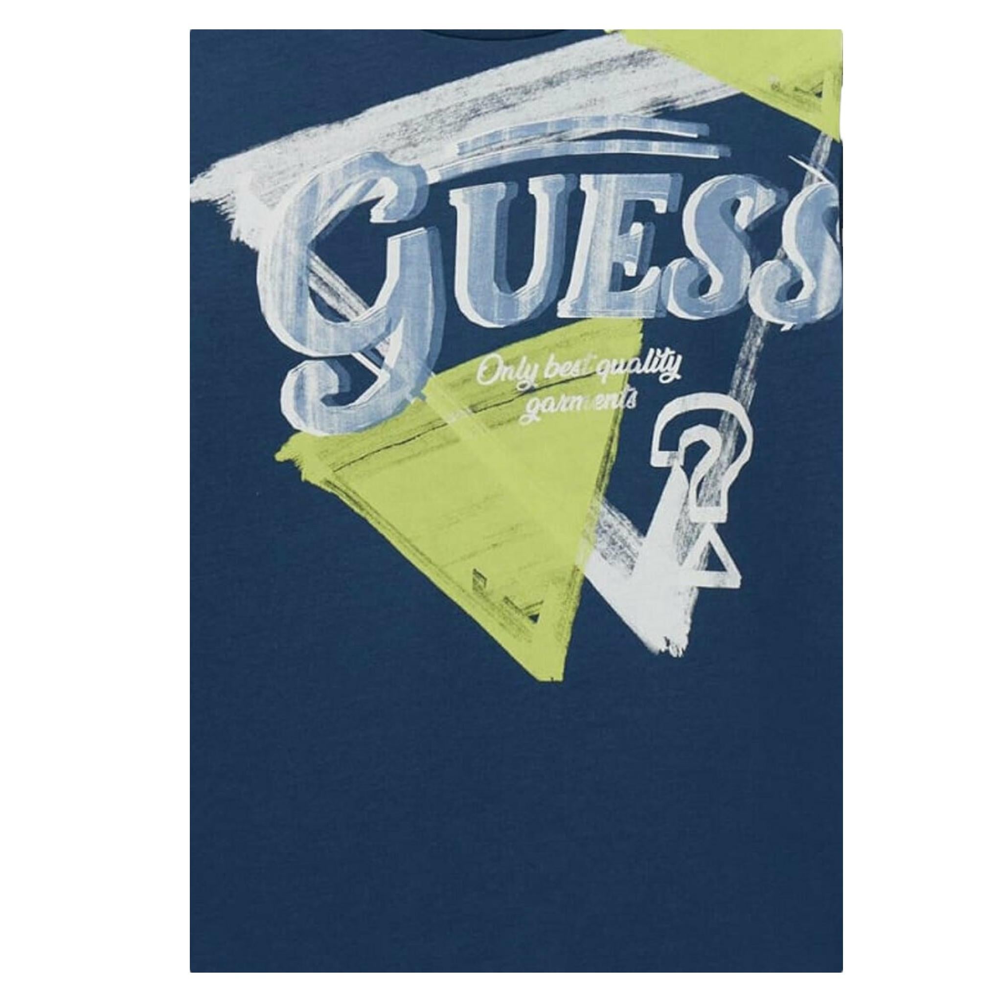 GUESS shirt girocollo tinta unita cn stampa in contrasto Blu per Bambino L4BI28I3X14 BLU GUESS