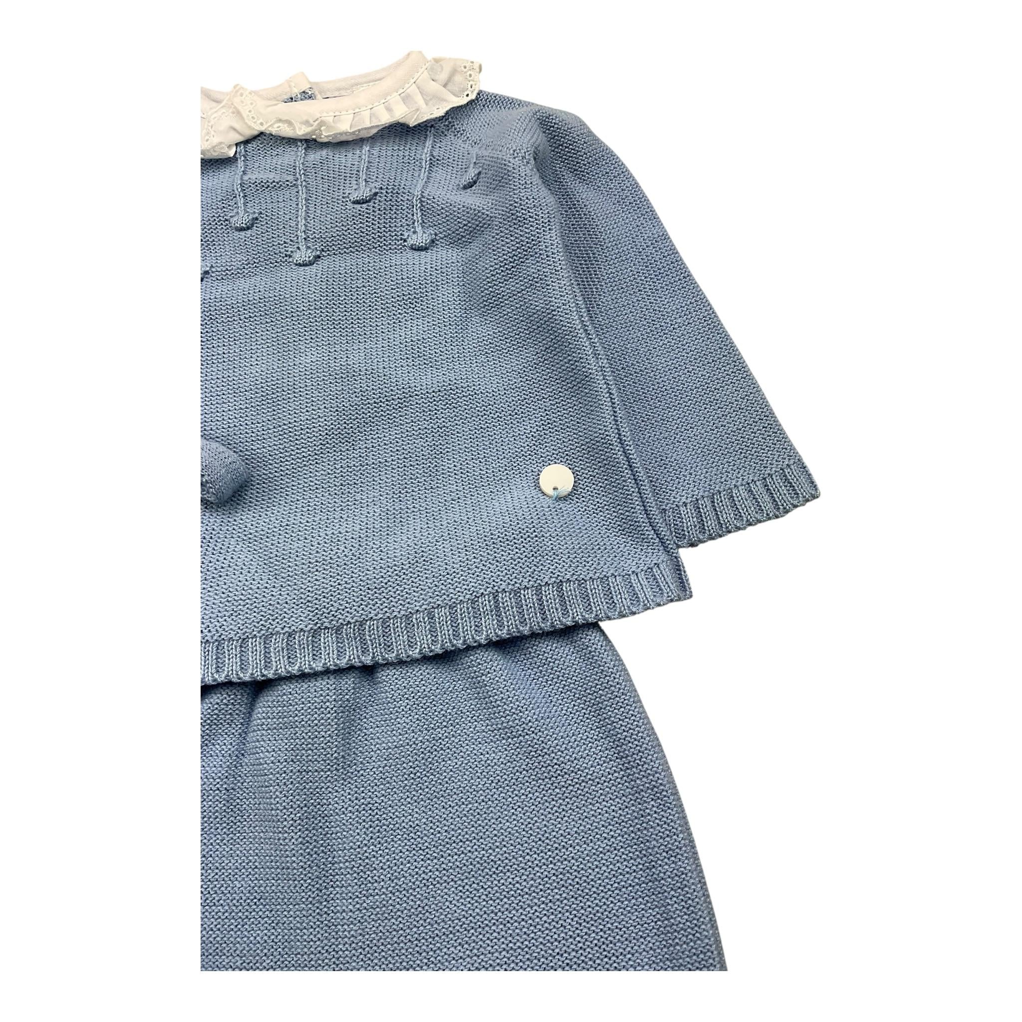 VALENTINA BEBES cmpleto 3 pezzi maglia-ghetina-cappello tinta unita Azzurro per Neonata PSA80 AZZURRO VALENTINA BEBES
