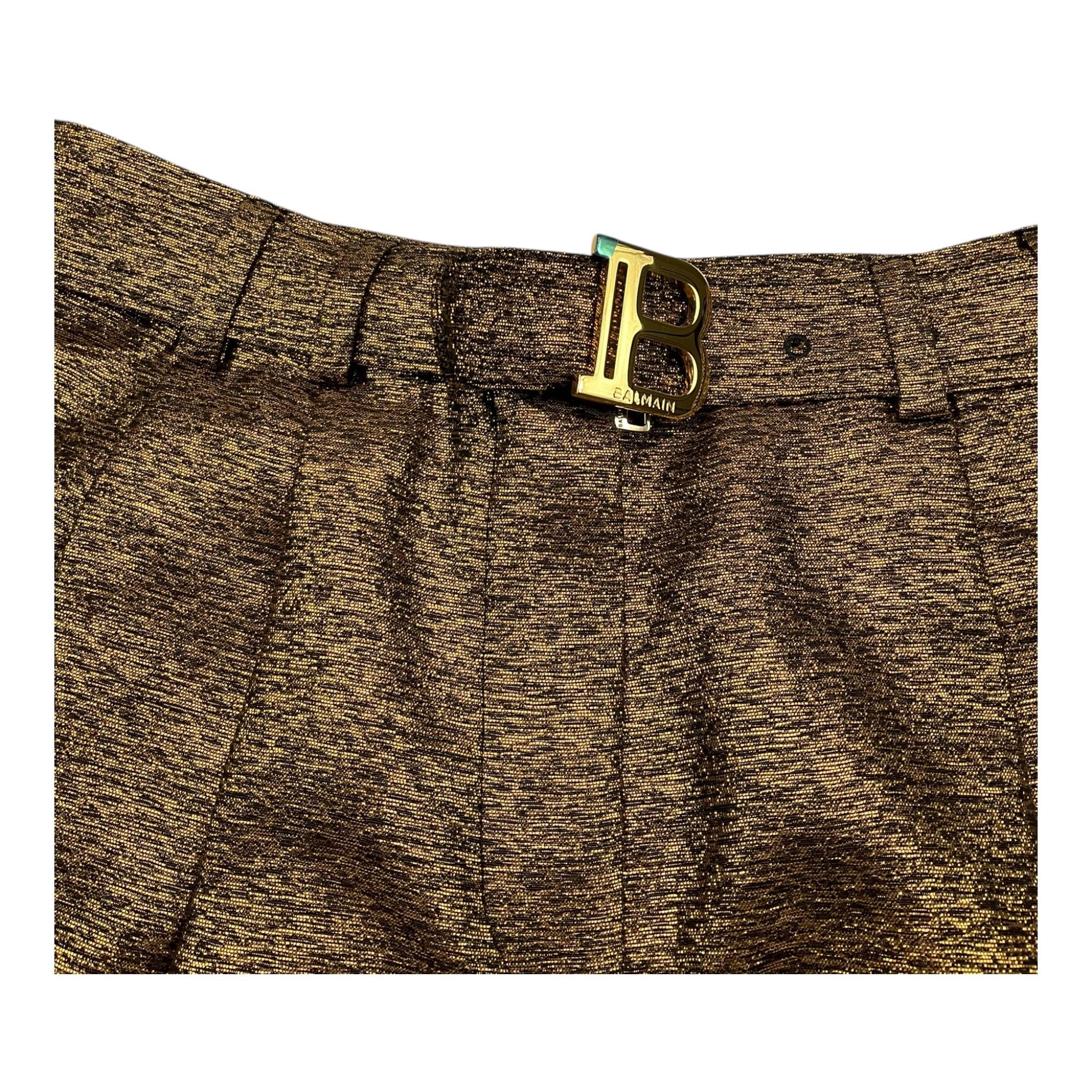 BALMAIN short tinta unita con cintura Oro per Bambina BT6C09 ORO BALMAIN