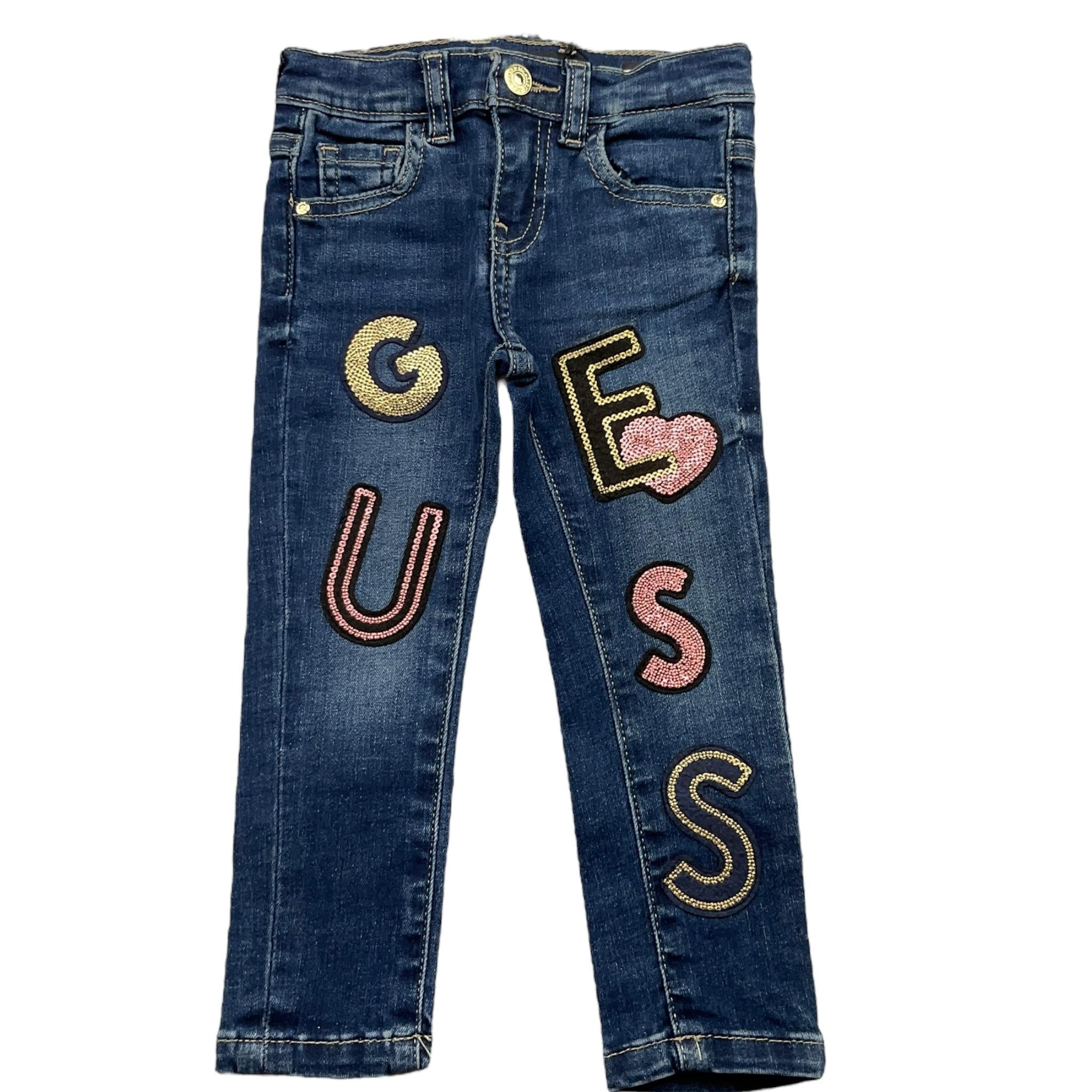 GUESS jeans tinta unita con paillettes Blu per Neonato N2RA08D4GV0N BLU GUESS