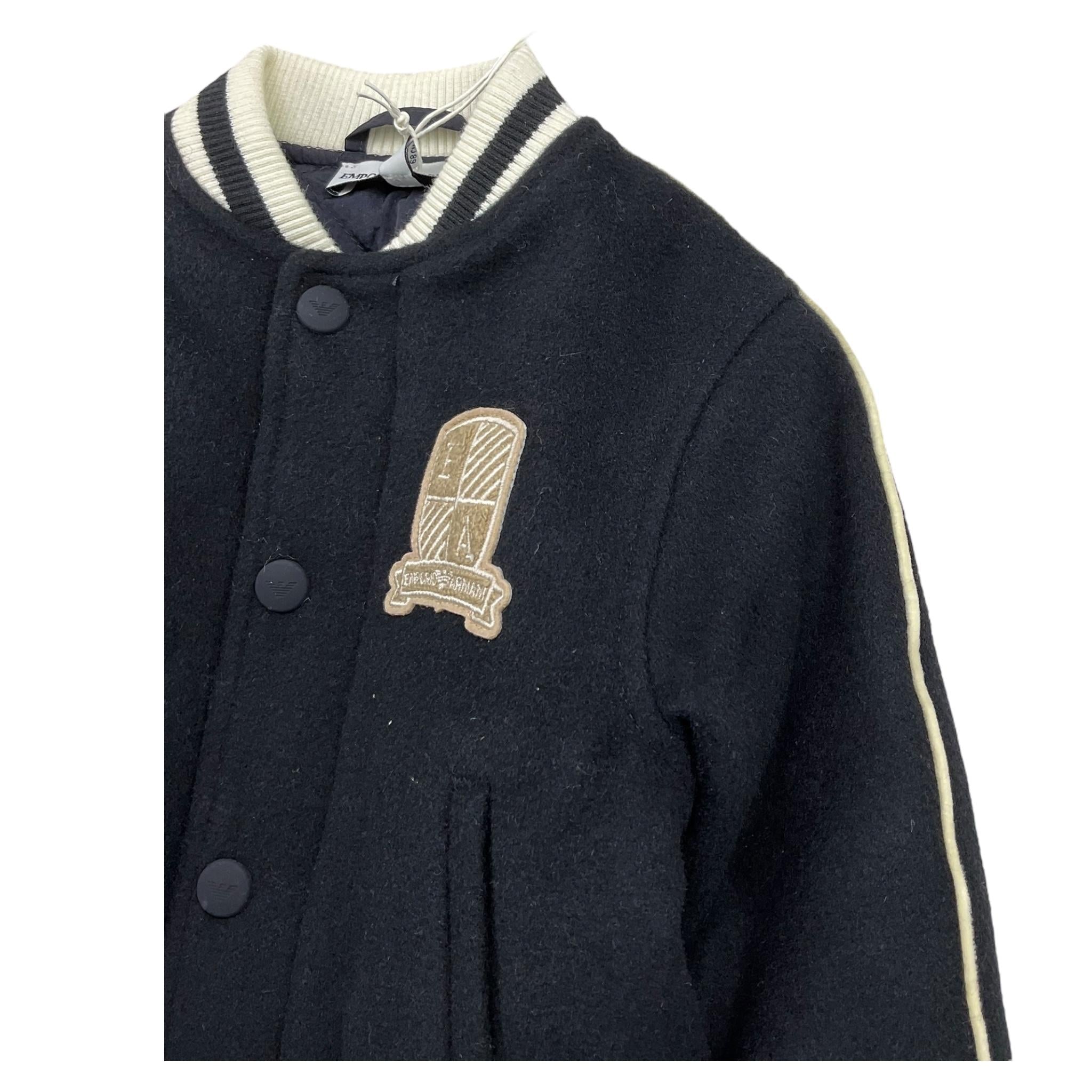 EMPORIO ARMANI giubbino tinta unita modello college Nero per Neonato 6DHBJ7 NERO EMPORIO ARMANI