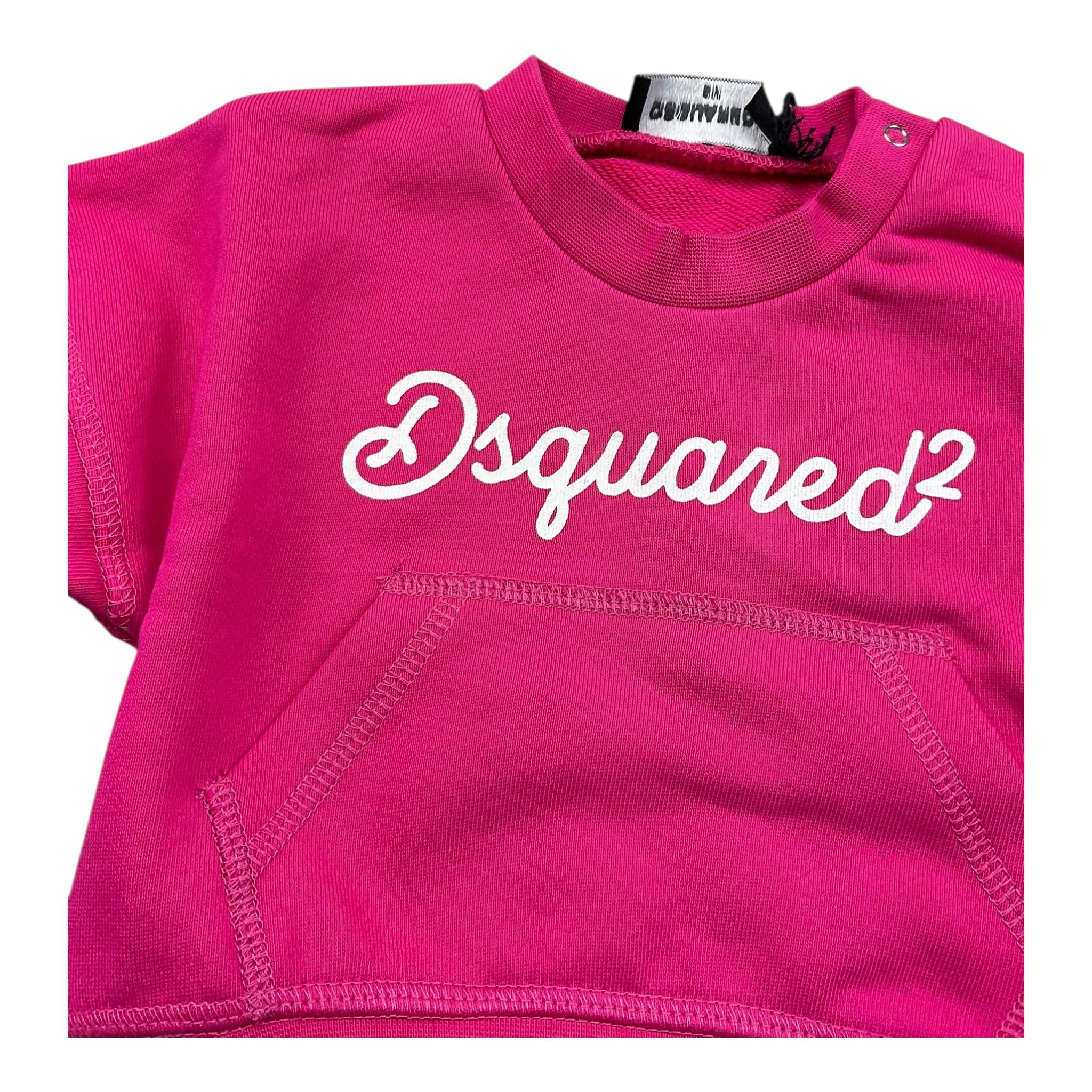 DSQUARED2 felpa chiusa girocollo tinta unita Fuxia per Neonata DQ1799 FUXIA DSQUARED2
