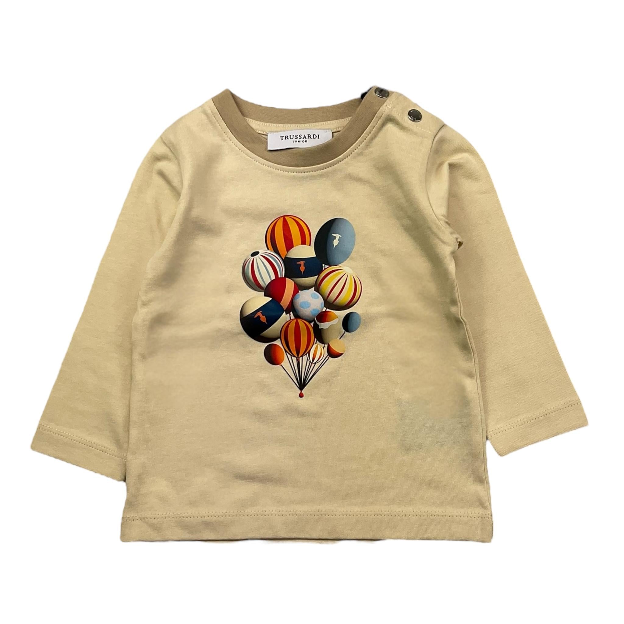 TRUSSARDI shirt tinta unita girocollo con stampa Beige per Neonato TIA25095TS BEIGE TRUSSARDI