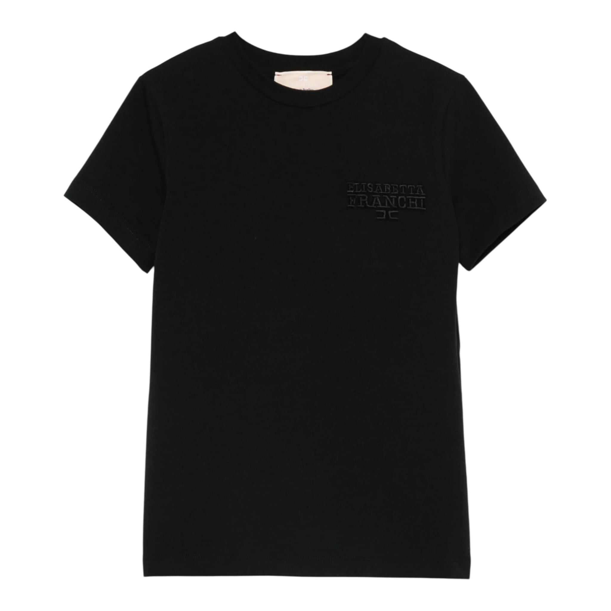 ELISABETTA FRANCHI tshirt girocollo tinta unita con logo Nero per Bambina EFTS225 NERO ELISABETTA FRANCHI