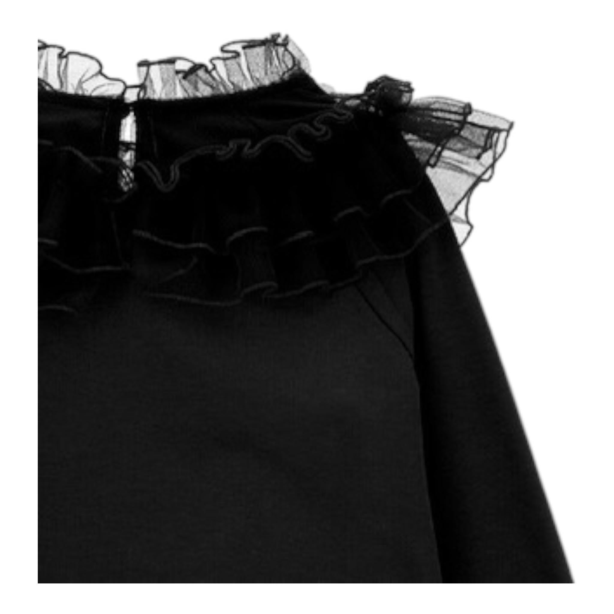 MONNALISA shirt tinta unita con colletto velato Nero per Neonata 17B603 NERO MONNALISA