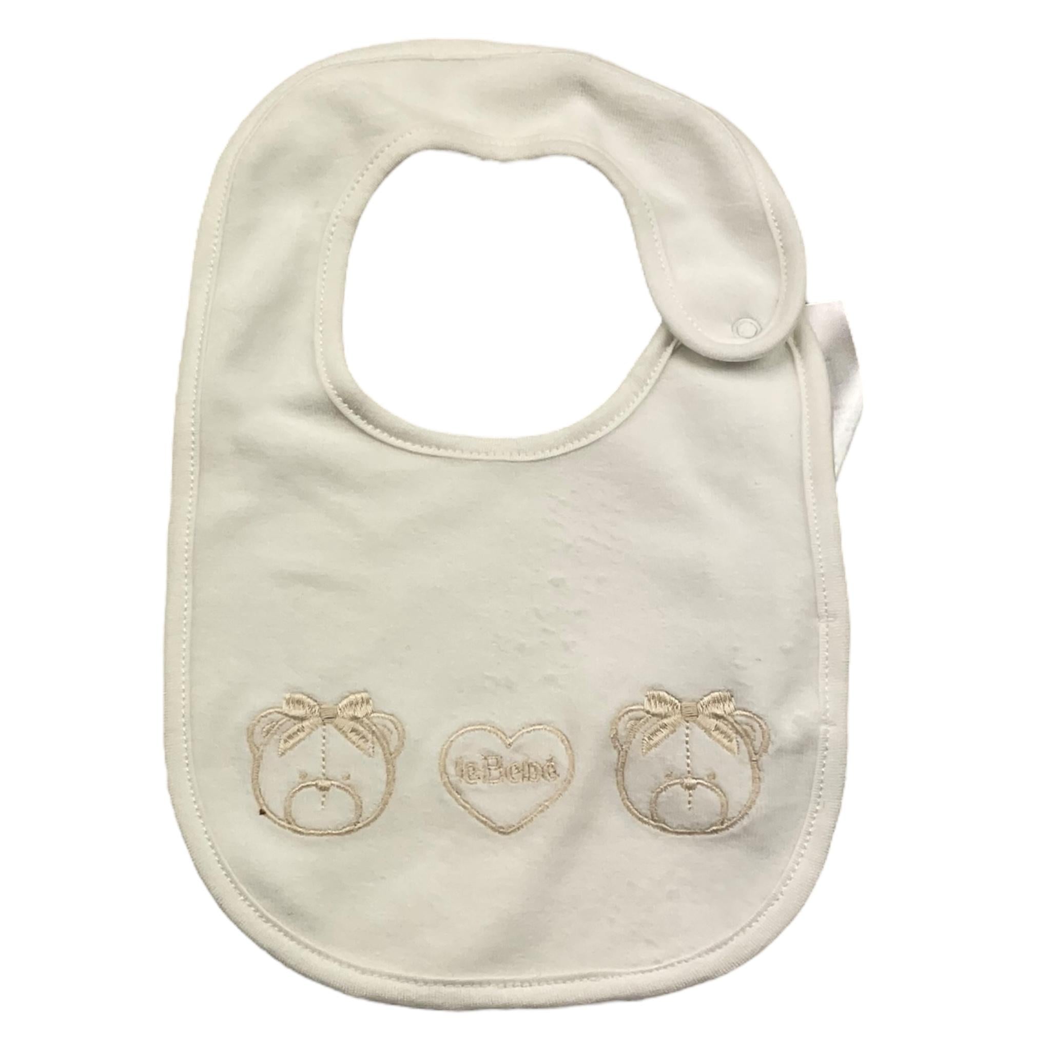 LE BEBE' bavetta tinta unita con stampe orsi Bianco per Neonata LBG5939 BIANCO LE BEBE'