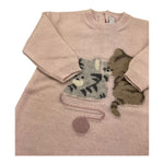 PER TE tutina manica lunga tinta unita con ricami Rosa per Neonata 44073 ROSA PER TE