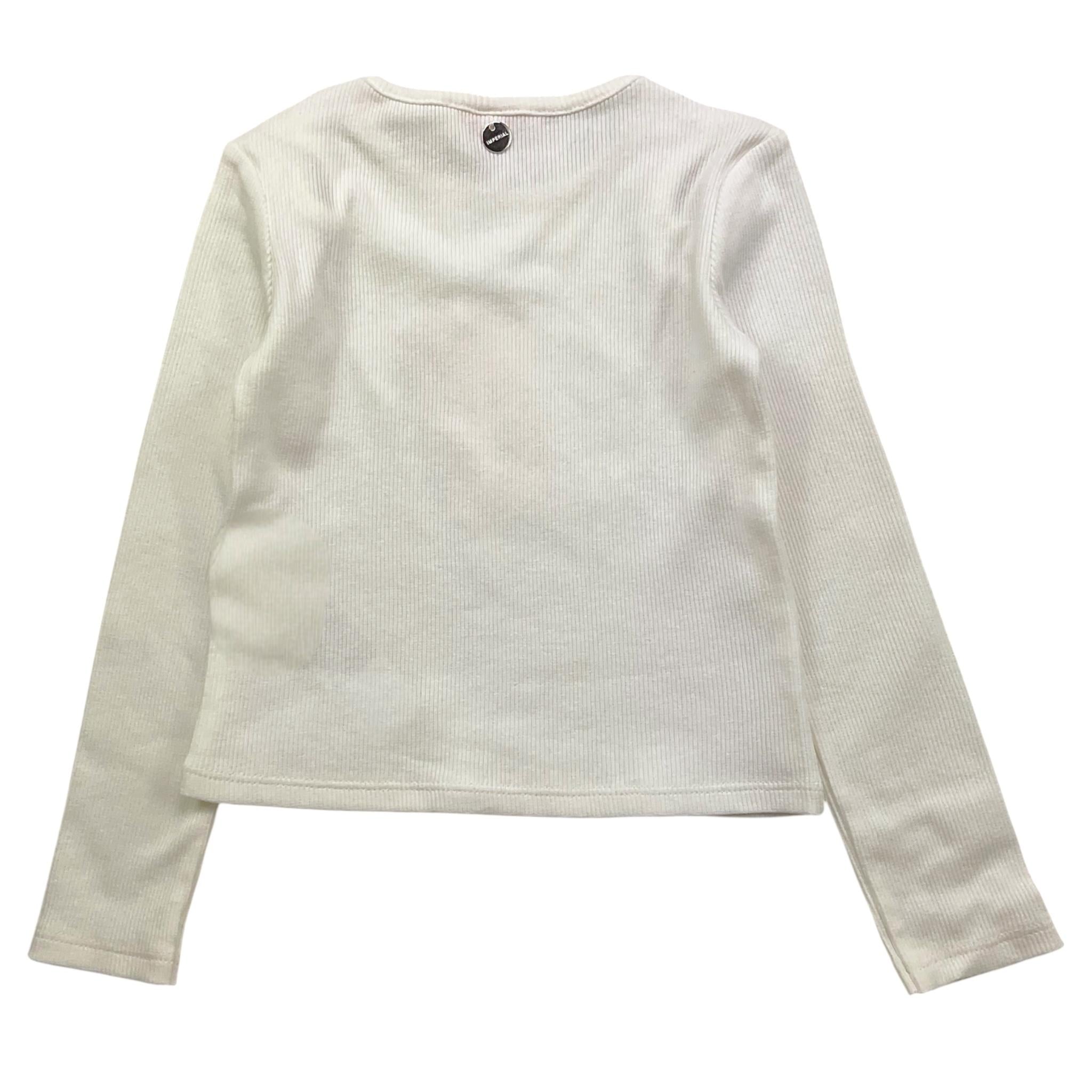 PLEASE maglia girocollo tinta unita a costine Panna per Bambina ML66072G68 PANNA PLEASE