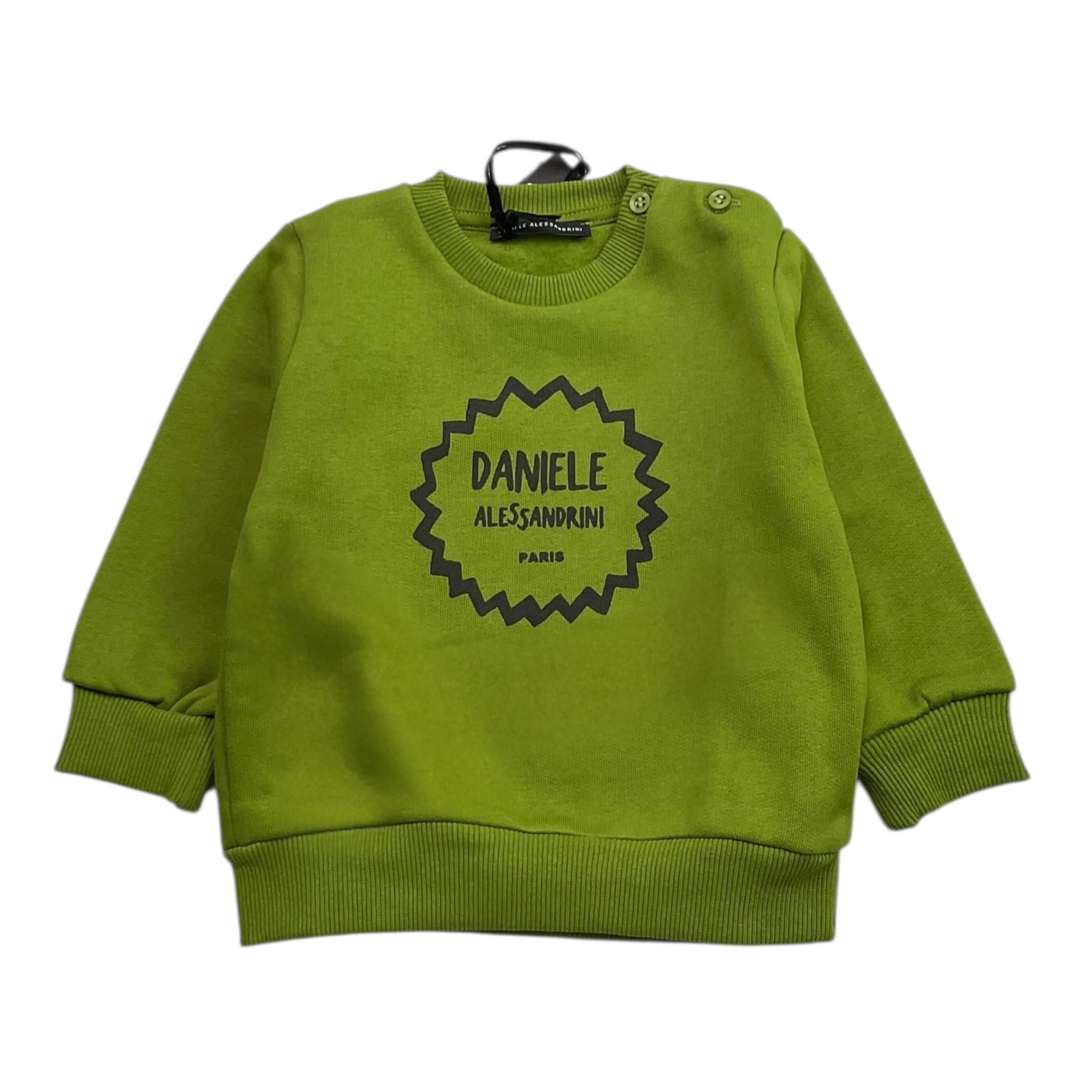DANIELE ALESSANDRINI felpa girocollo tinta unita con stampa Verde per Bambino 1291F00063J VERDE DANIELE ALESSANDRINI