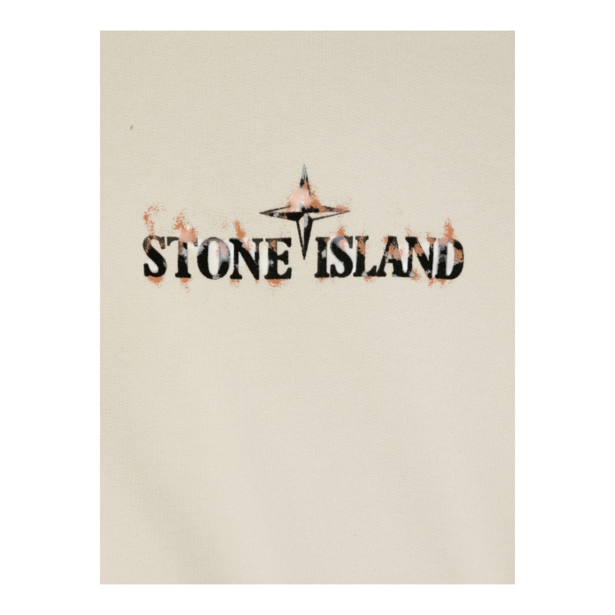 STONE ISLAND felpa tinta unita con cappuccio e stampa Beige per Bambino 81166221 BEIGE STONE ISLAND