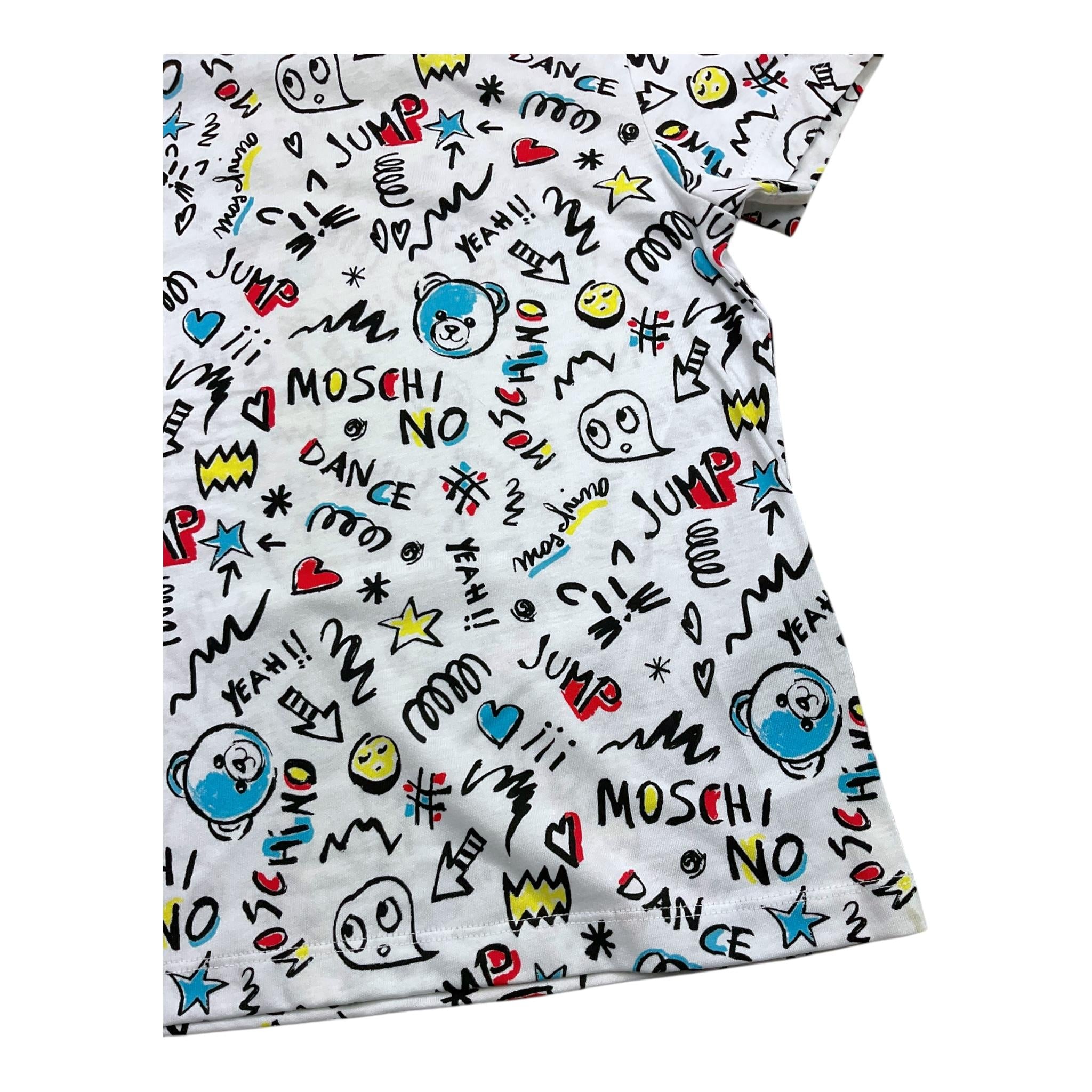 MOSCHINO t-shirt tinta unita girocollo con stampa Bianco per Bambino HQM058 BIANCO MOSCHINO