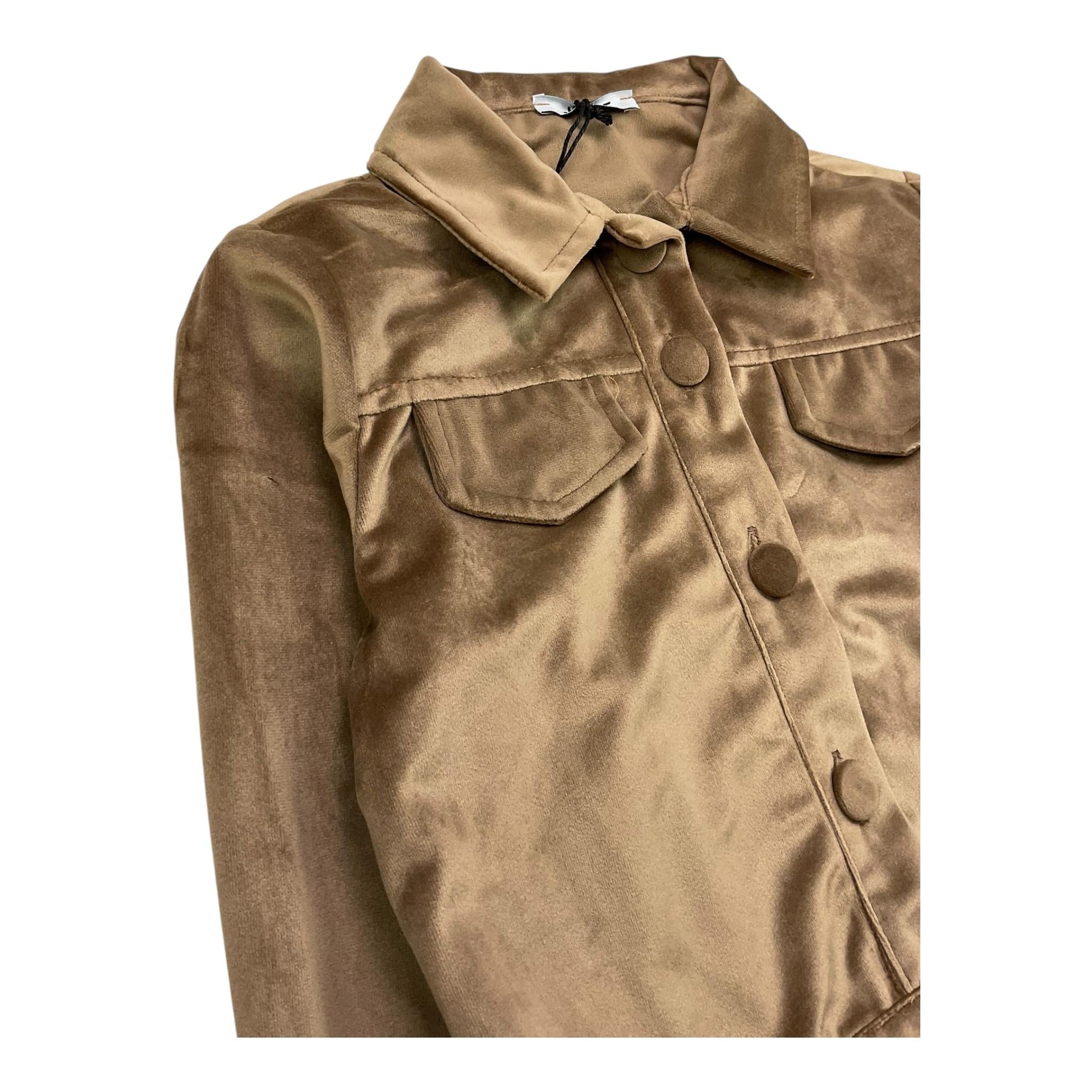JANICE camicia manica lunga tinta unita in velluto Marrone per Bambina JN073R MARRONE JANICE