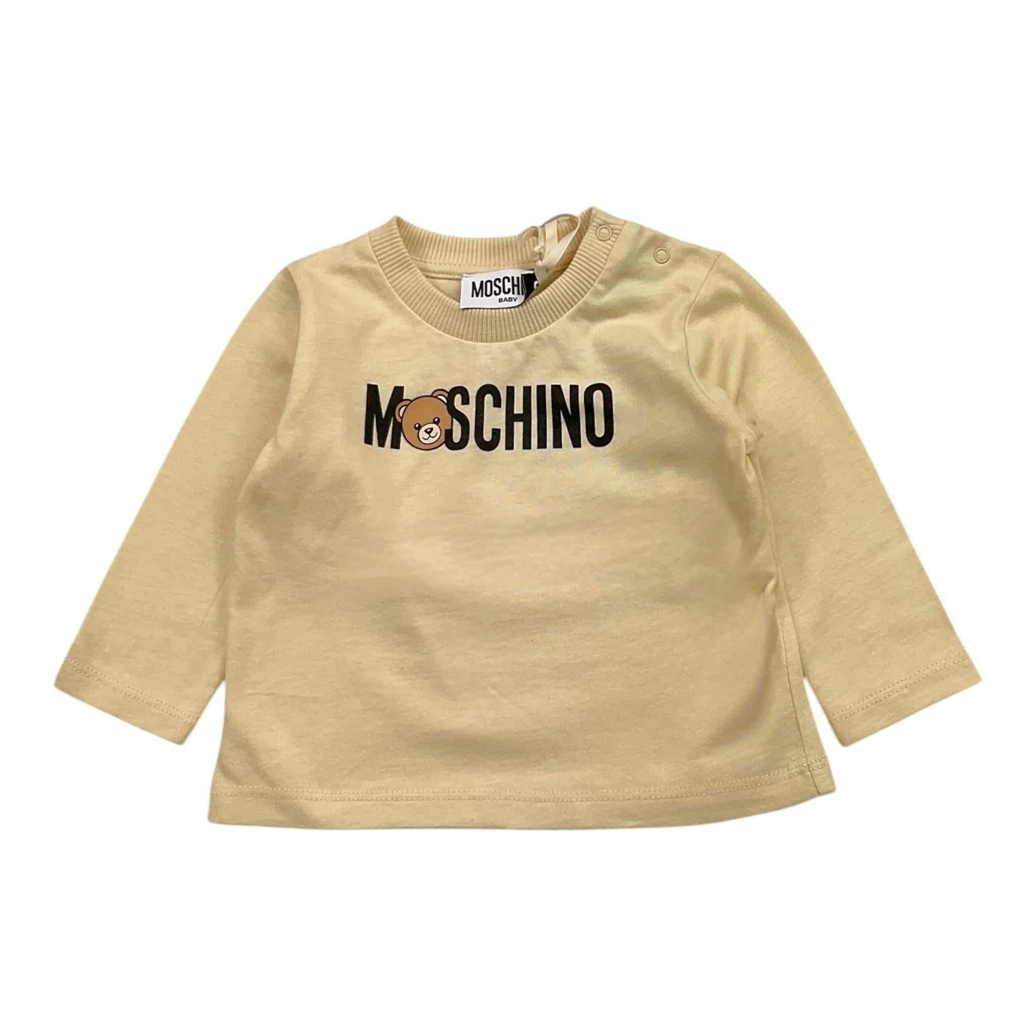 MOSCHINO shirt girocollo tinta unita con stampa Beige per Neonato M8O00R BEIGE MOSCHINO