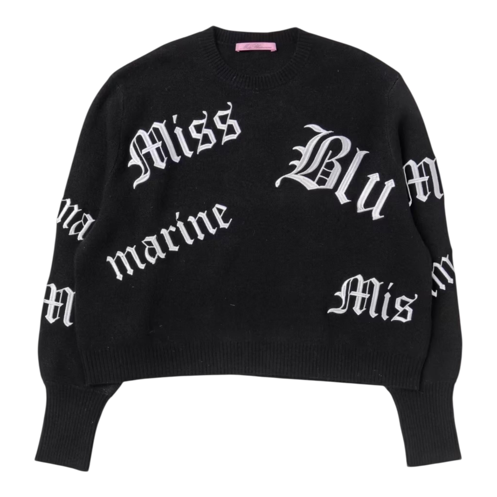 MISS BLUMARINE maglia tinta unita con stampa Nero per Bambina IF3053 NERO MISS BLUMARINE