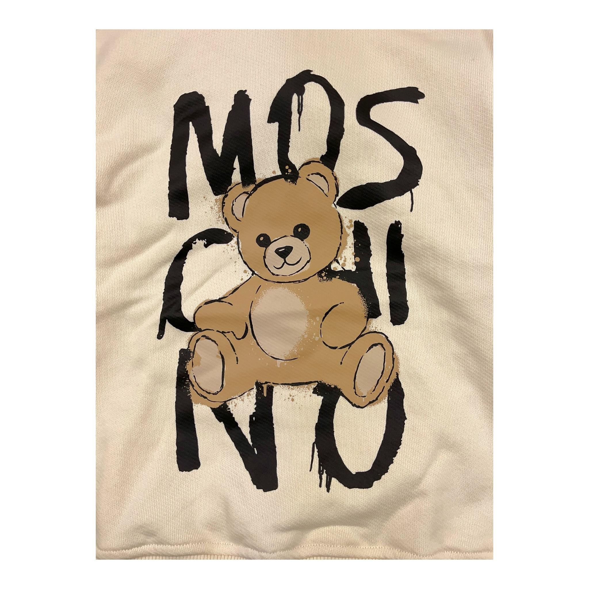 MOSCHINO felpa con cappuccio tinta unita con stampa Beige per Bambino HUF098 BEIGE MOSCHINO