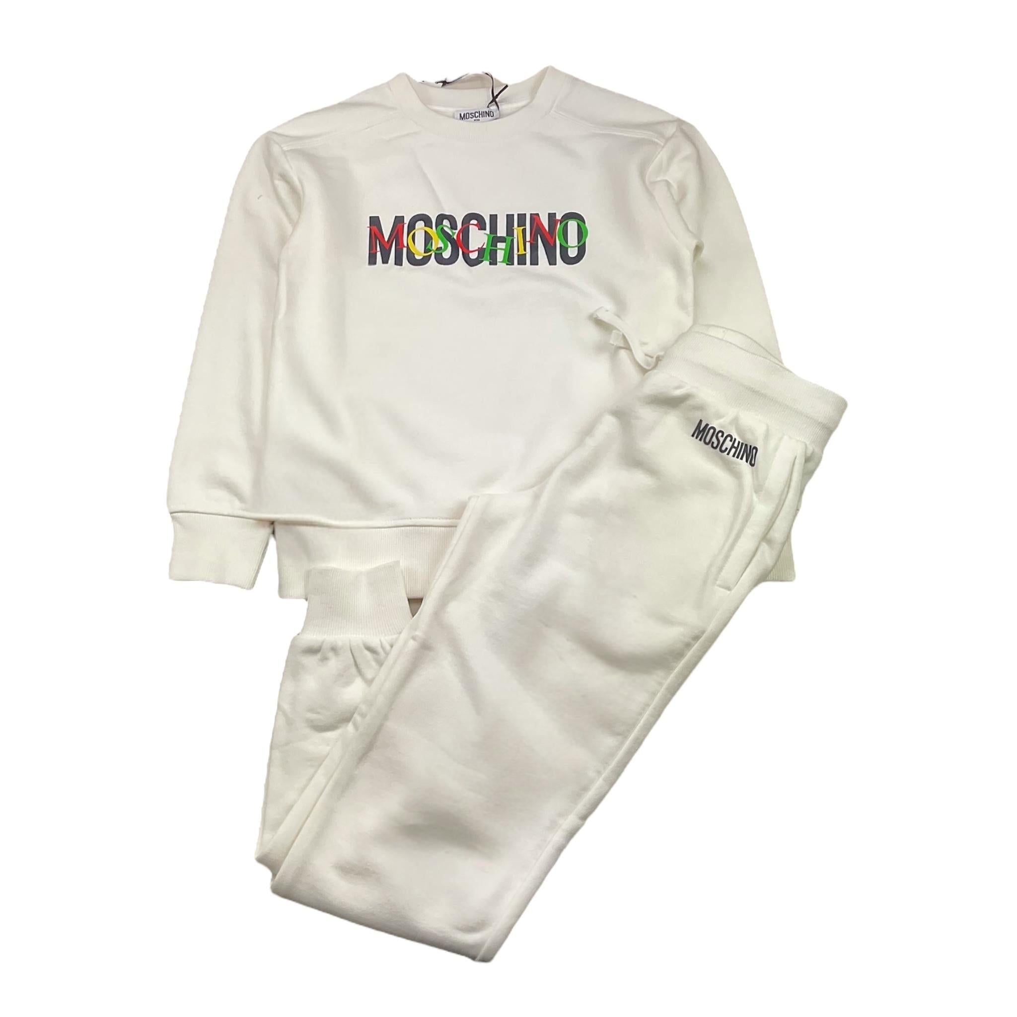 MOSCHINO completo 2pz in tuta felpa-pantalone Bianco per Bambino HUK04D BIANCO MOSCHINO