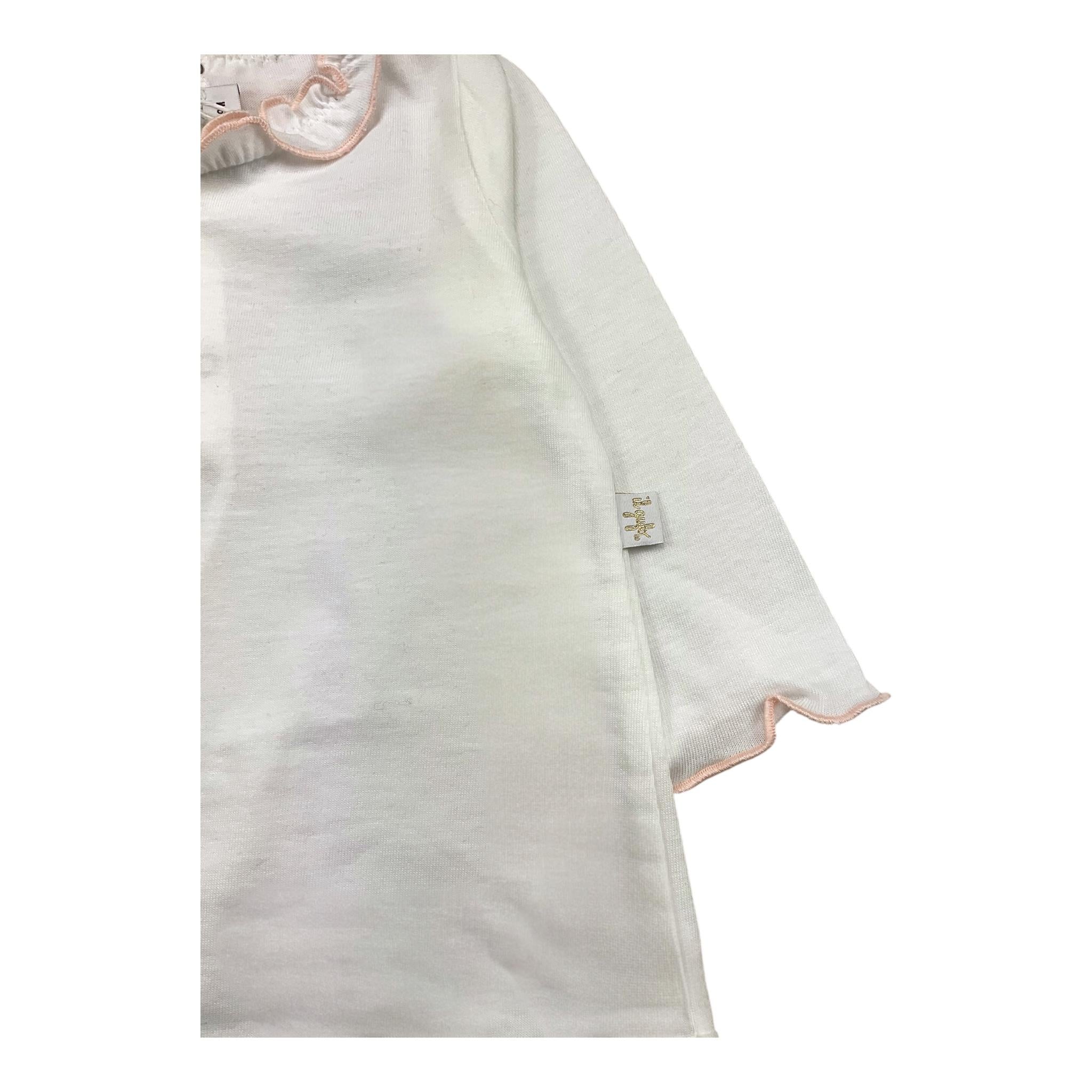 IL GUFO body manica lunga tinta unita con collo rouches Bianco/rosa per Neonata A24MB044MF002 BIANCO/ROSA IL GUFO