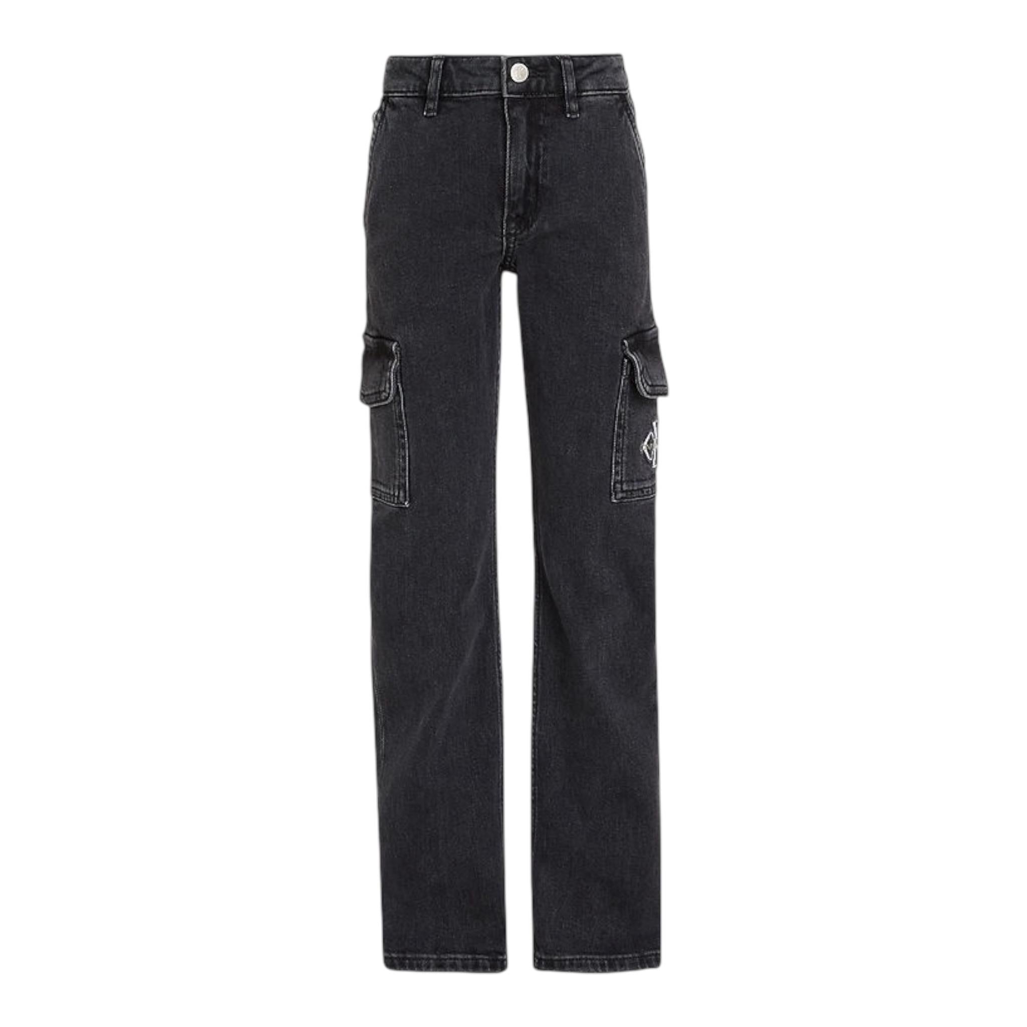 CALVIN KLEIN jeans tinta unita con girovita regolabile Nero per Bambino IG0IG02510 NERO CALVIN KLEIN